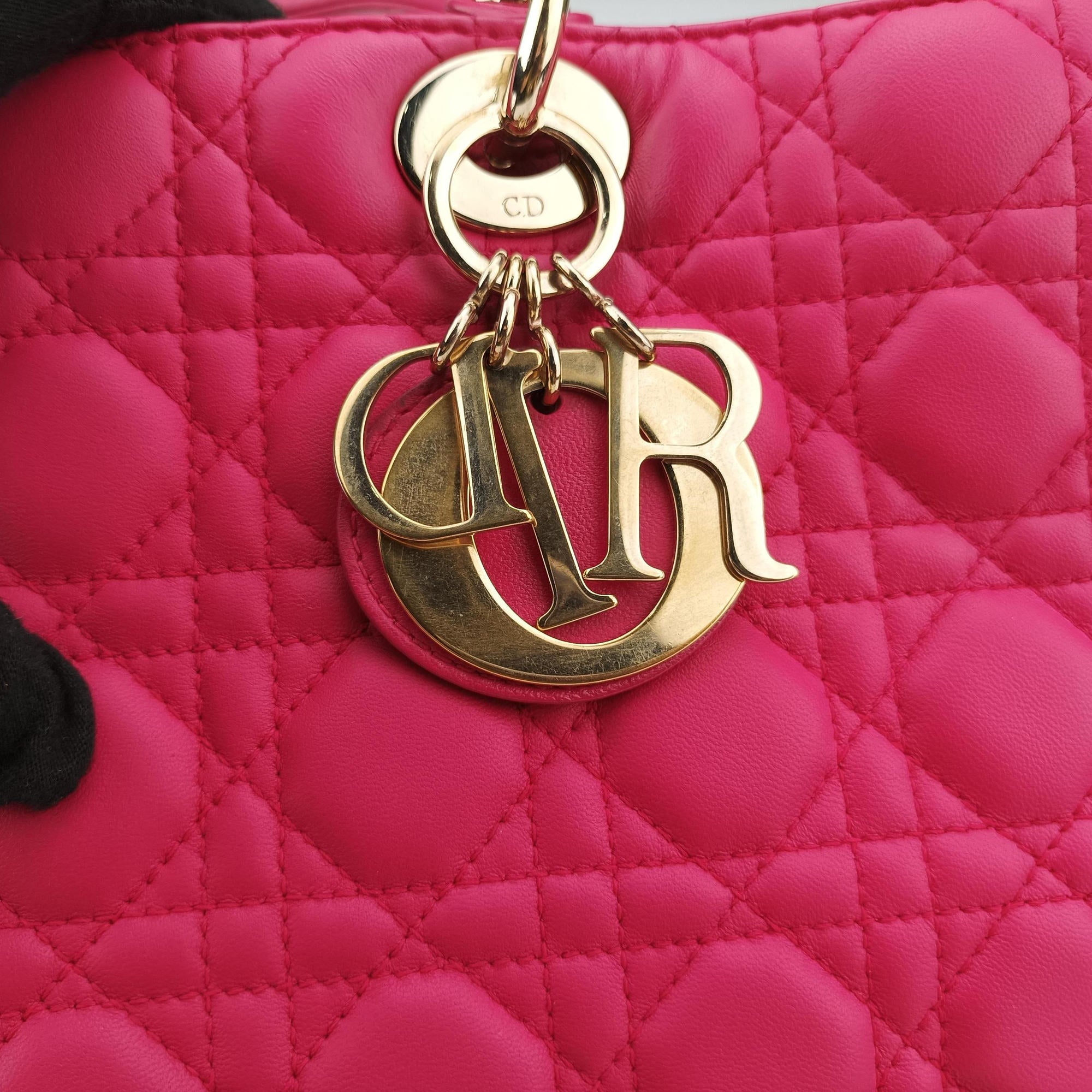 Pre-owned Christian Dior Lady Dior Rose lambskin  shoulderbag | stylenewstar