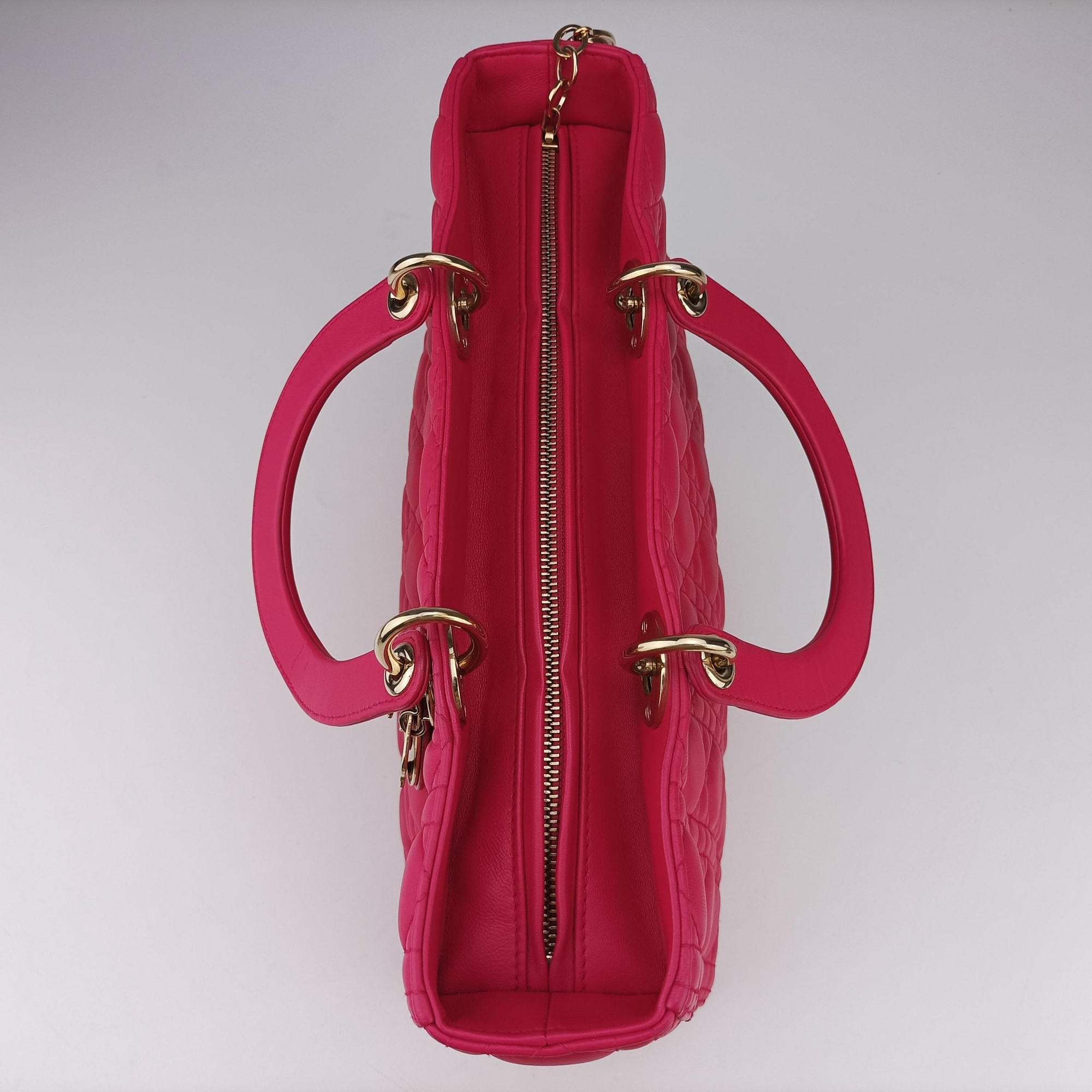 Pre-owned Christian Dior Lady Dior Rose lambskin  shoulderbag | stylenewstar
