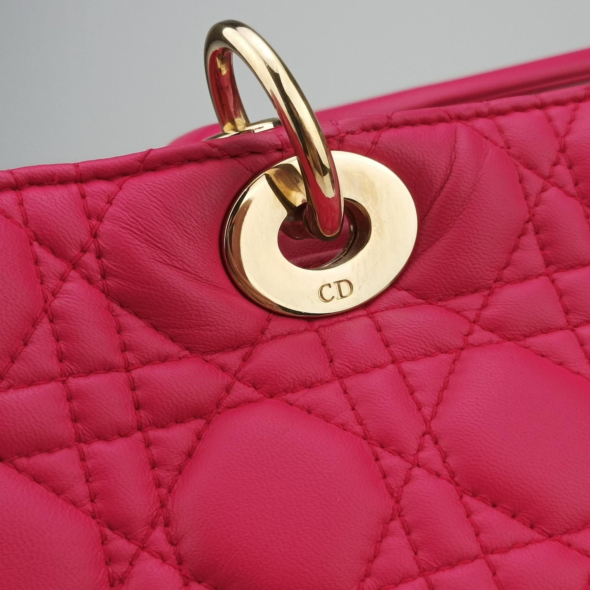 Pre-owned Christian Dior Lady Dior Rose lambskin  shoulderbag | stylenewstar