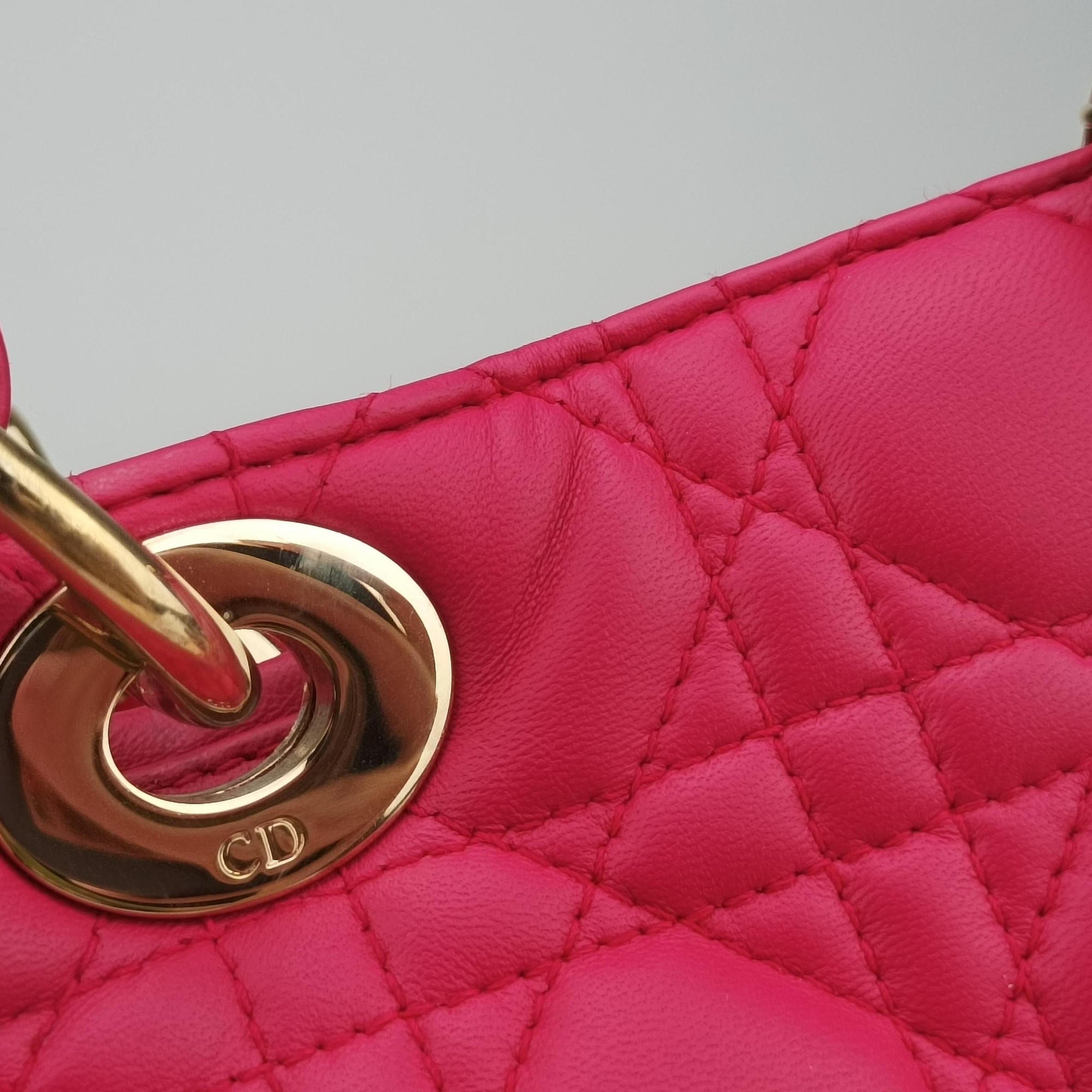 Pre-owned Christian Dior Lady Dior Rose lambskin  shoulderbag | stylenewstar