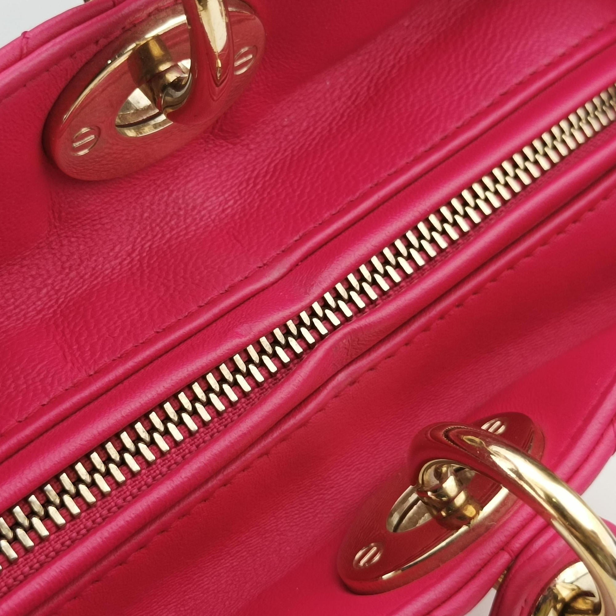 Pre-owned Christian Dior Lady Dior Rose lambskin  shoulderbag | stylenewstar