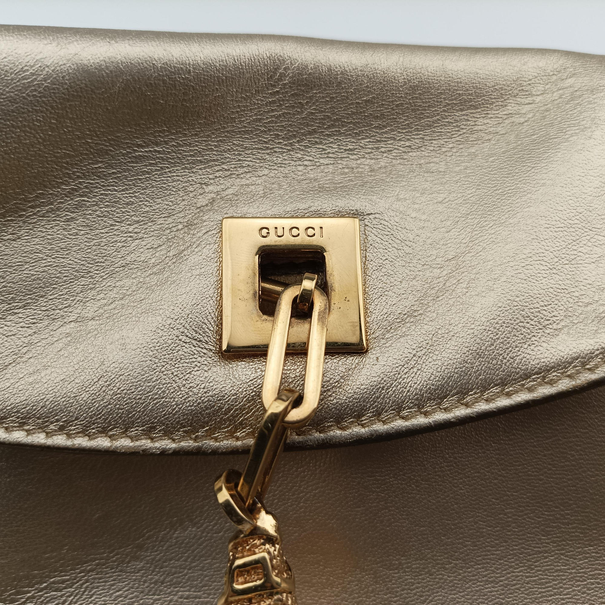 Pre-owned Gucci Jackie Gold Leather 001.41 shoulderbag | stylenewstar