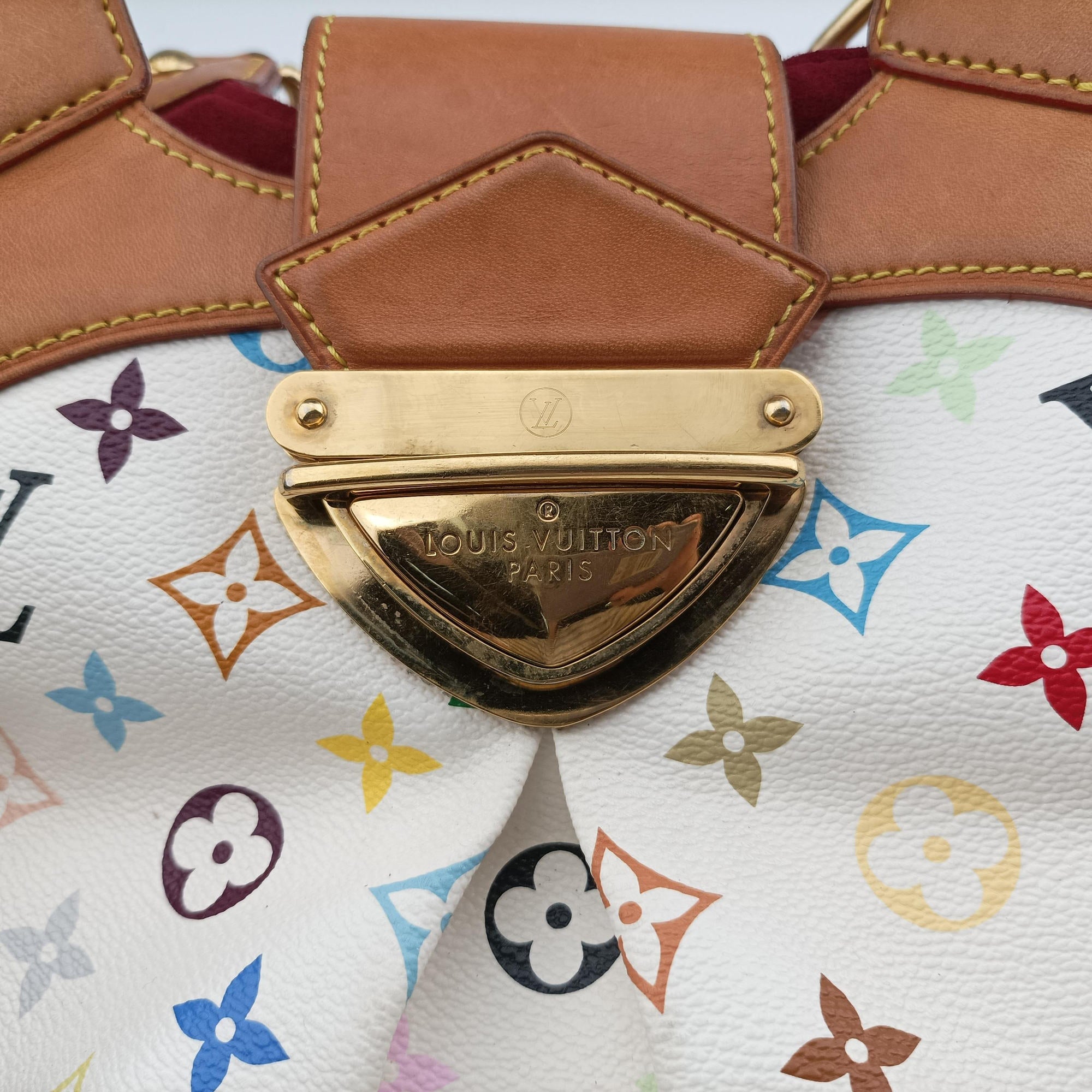 Pre-owned Louis Vuitton URSULA white Monogram Multicolor M40123 handbag | stylenewstar