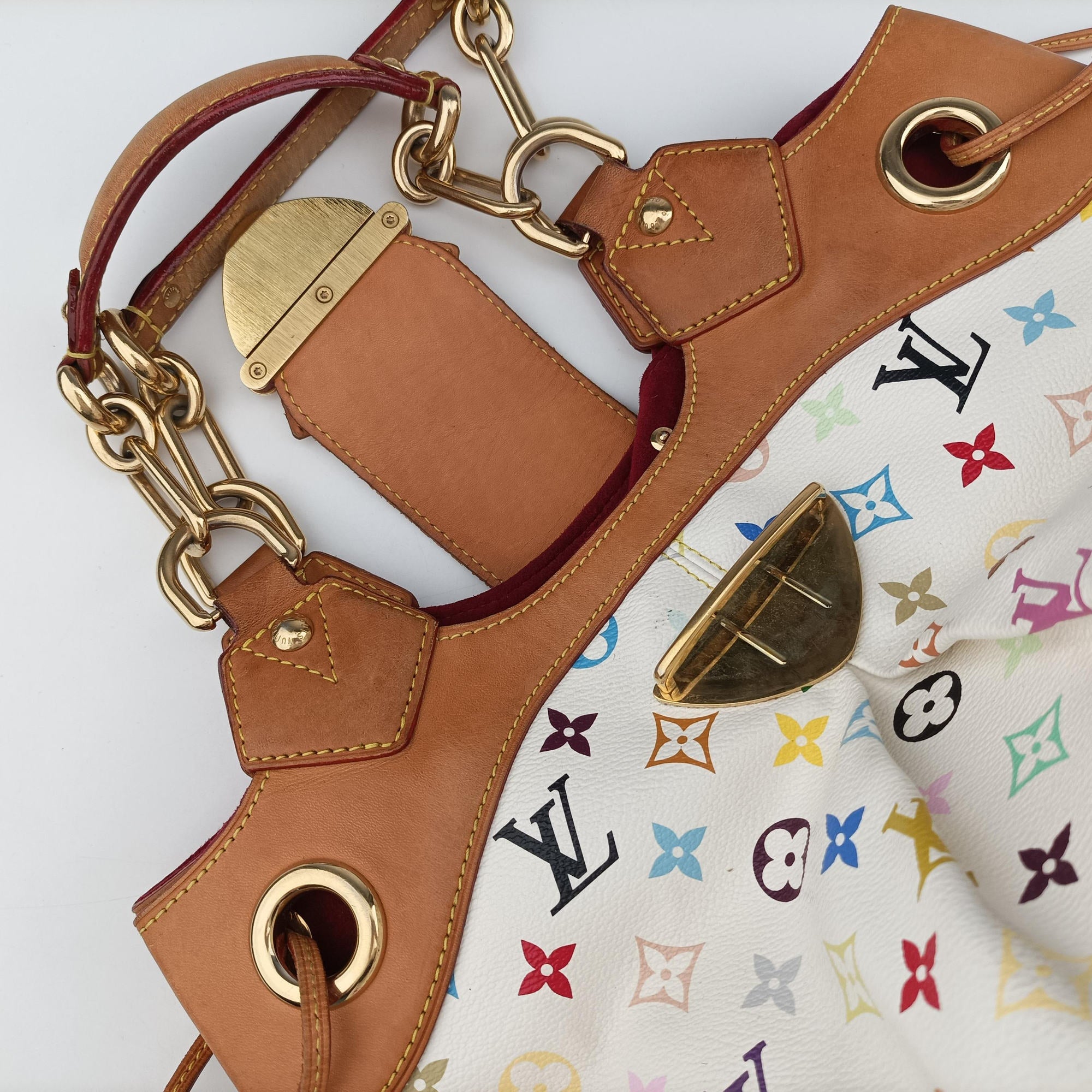 Pre-owned Louis Vuitton URSULA white Monogram Multicolor M40123 handbag | stylenewstar