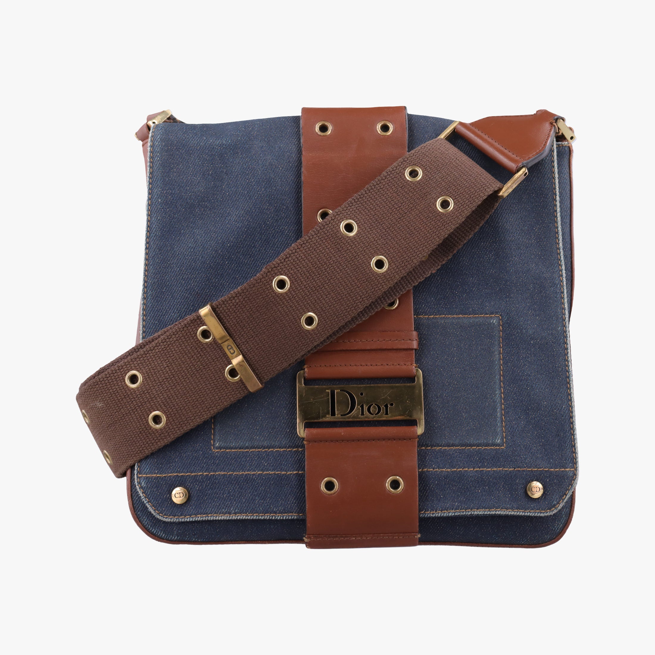 Secondhand Christian Dior Street Chic Brown×blue canvasxleather  shoulderbag | stylenewstar