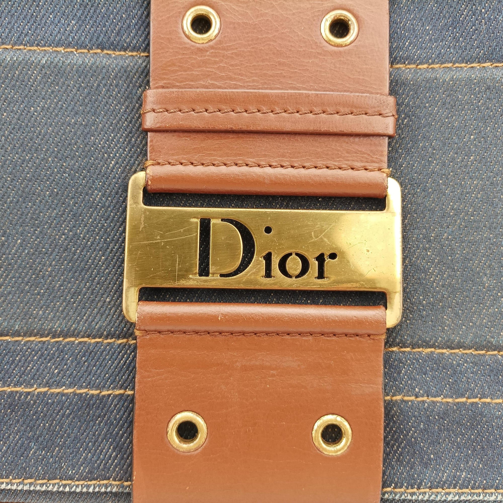 Secondhand Christian Dior Street Chic Brown×blue canvasxleather  shoulderbag | stylenewstar