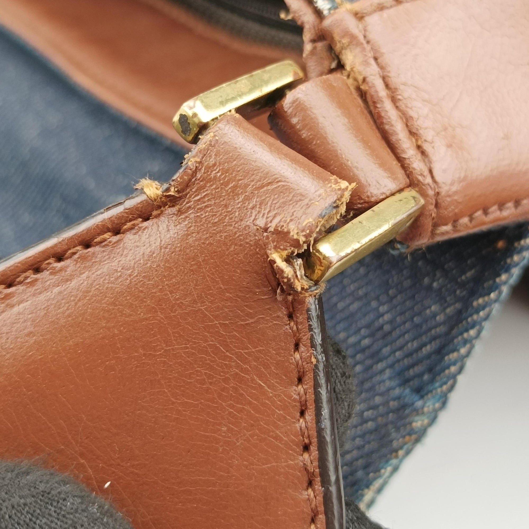 Secondhand Christian Dior Street Chic Brown×blue canvasxleather  shoulderbag | stylenewstar