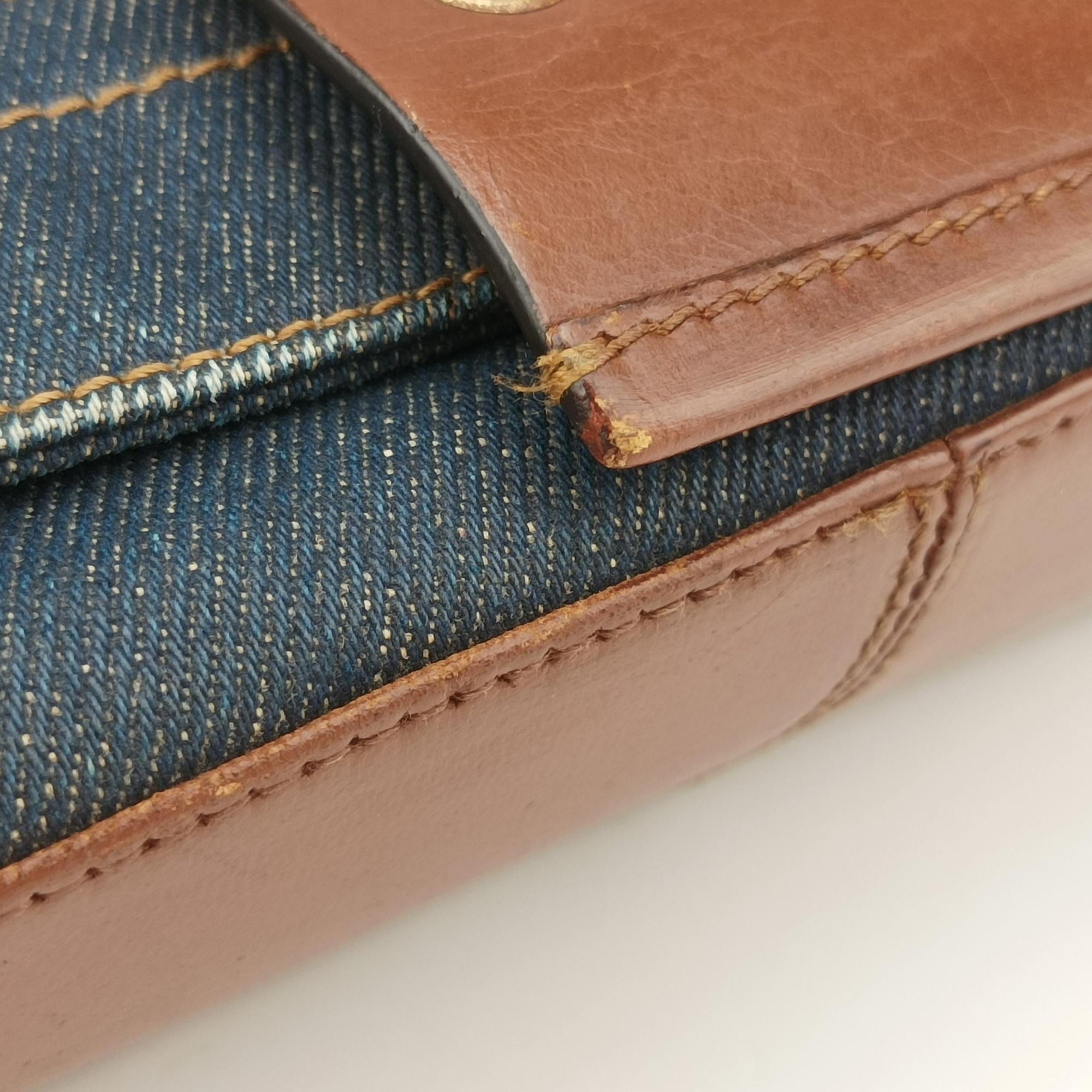 Secondhand Christian Dior Street Chic Brown×blue canvasxleather  shoulderbag | stylenewstar