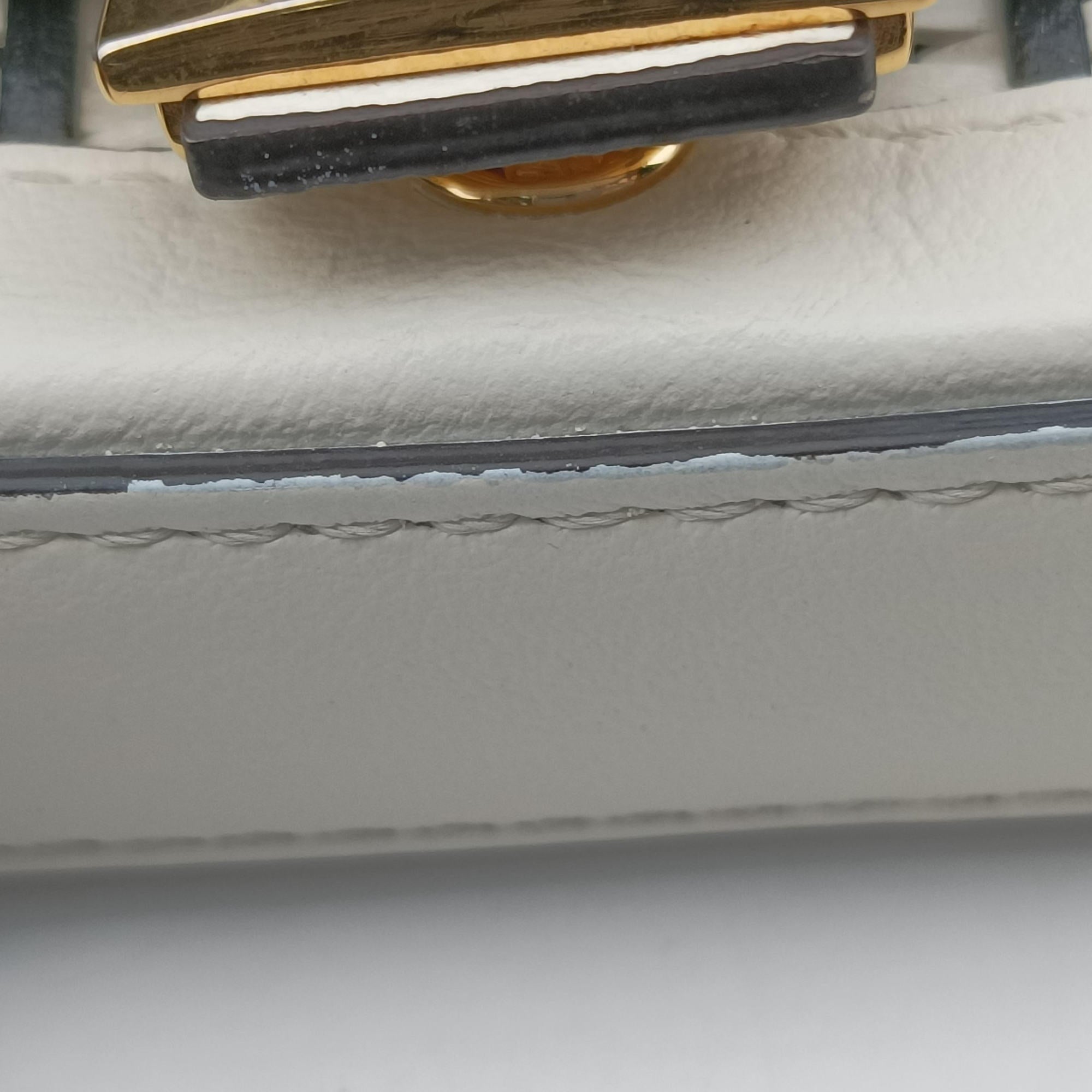 Secondhand Fendi Nano Baguette Charm Black/White Leather 7AR844 shoulderbag | stylenewstar