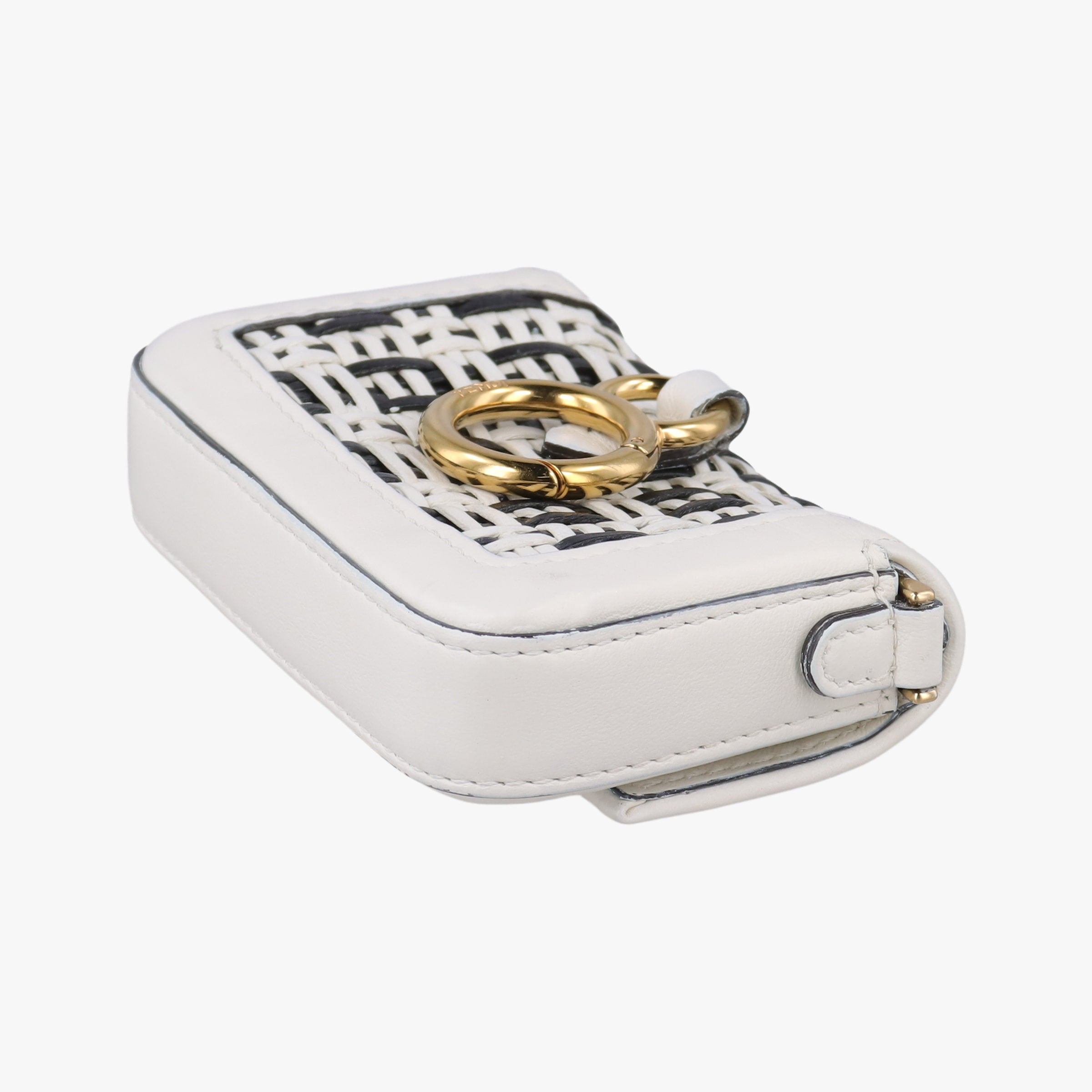 Secondhand Fendi Nano Baguette Charm Black/White Leather 7AR844 shoulderbag | stylenewstar