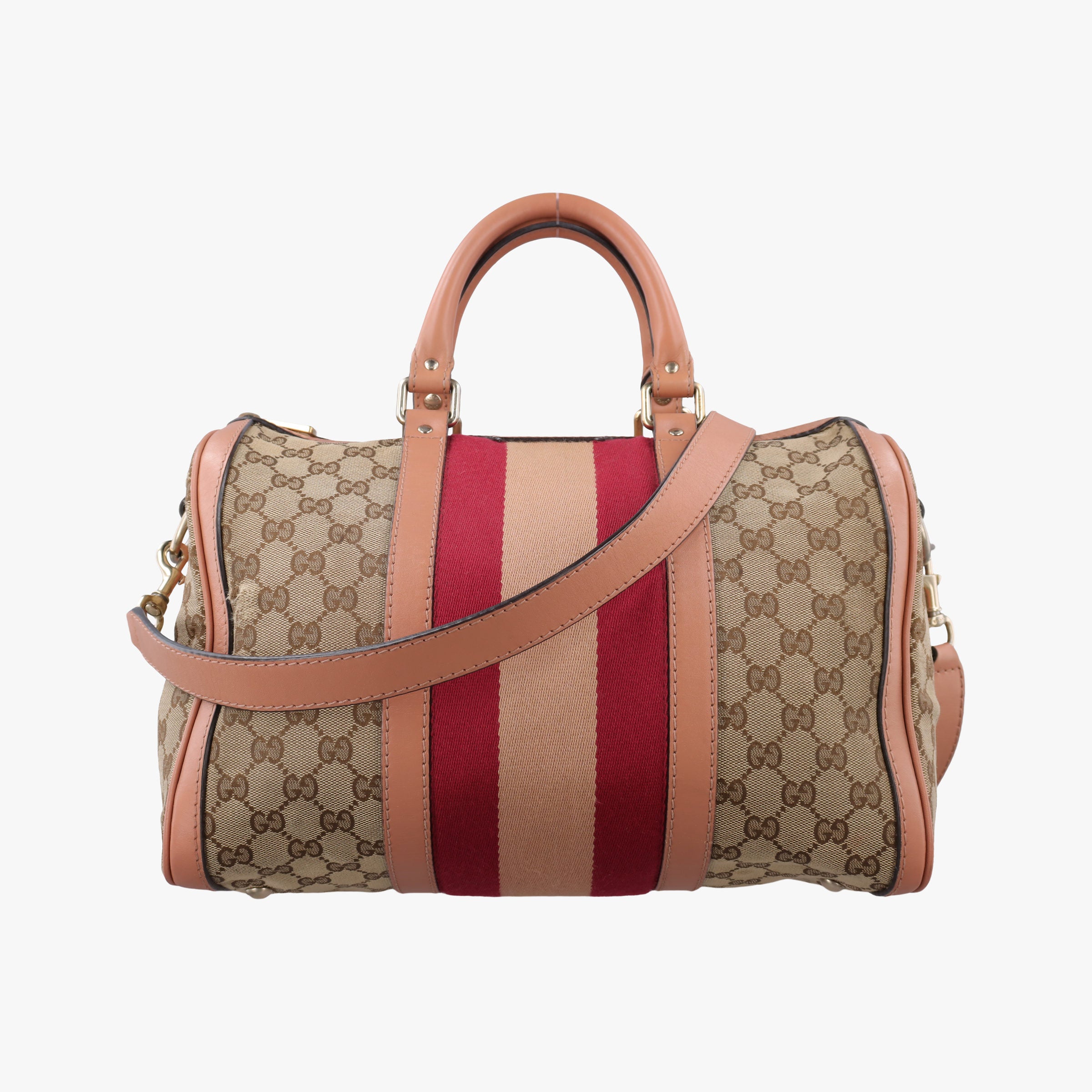 Pre-owned Gucci Sherry Line Beige×red×orange Canvas×Leather 247205 shoulderbag | stylenewstar