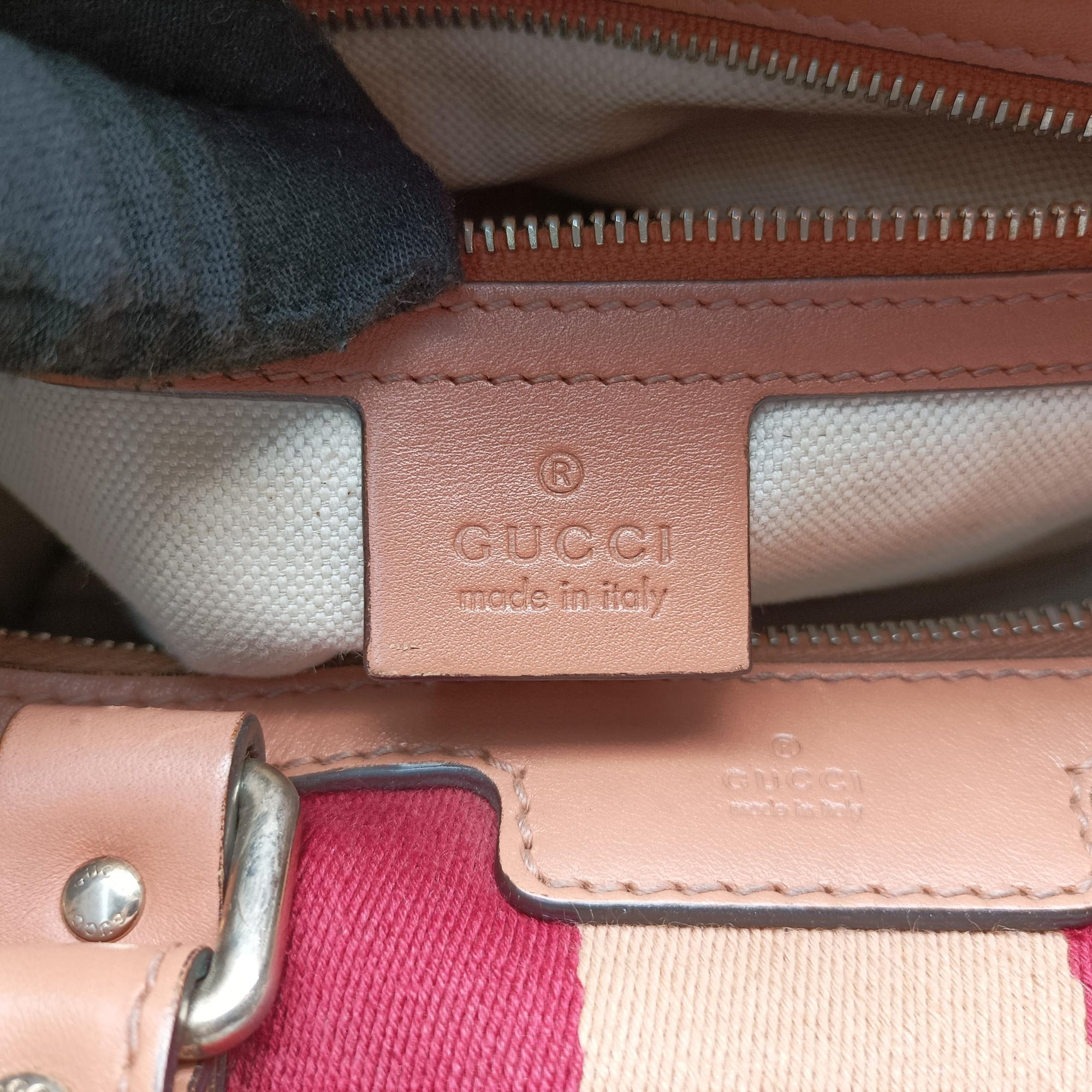 Pre-owned Gucci Sherry Line Beige×red×orange Canvas×Leather 247205 shoulderbag | stylenewstar