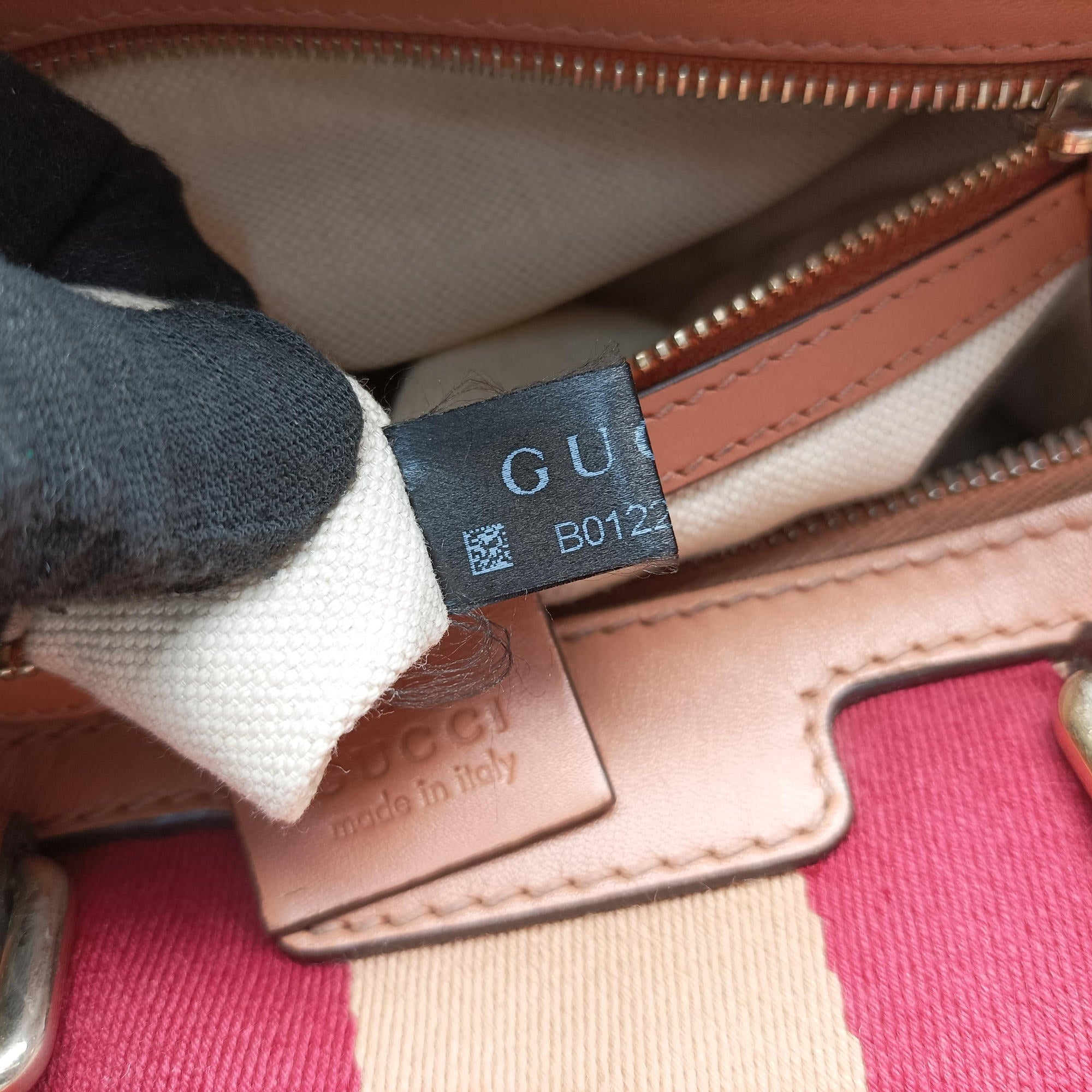 Pre-owned Gucci Sherry Line Beige×red×orange Canvas×Leather 247205 shoulderbag | stylenewstar