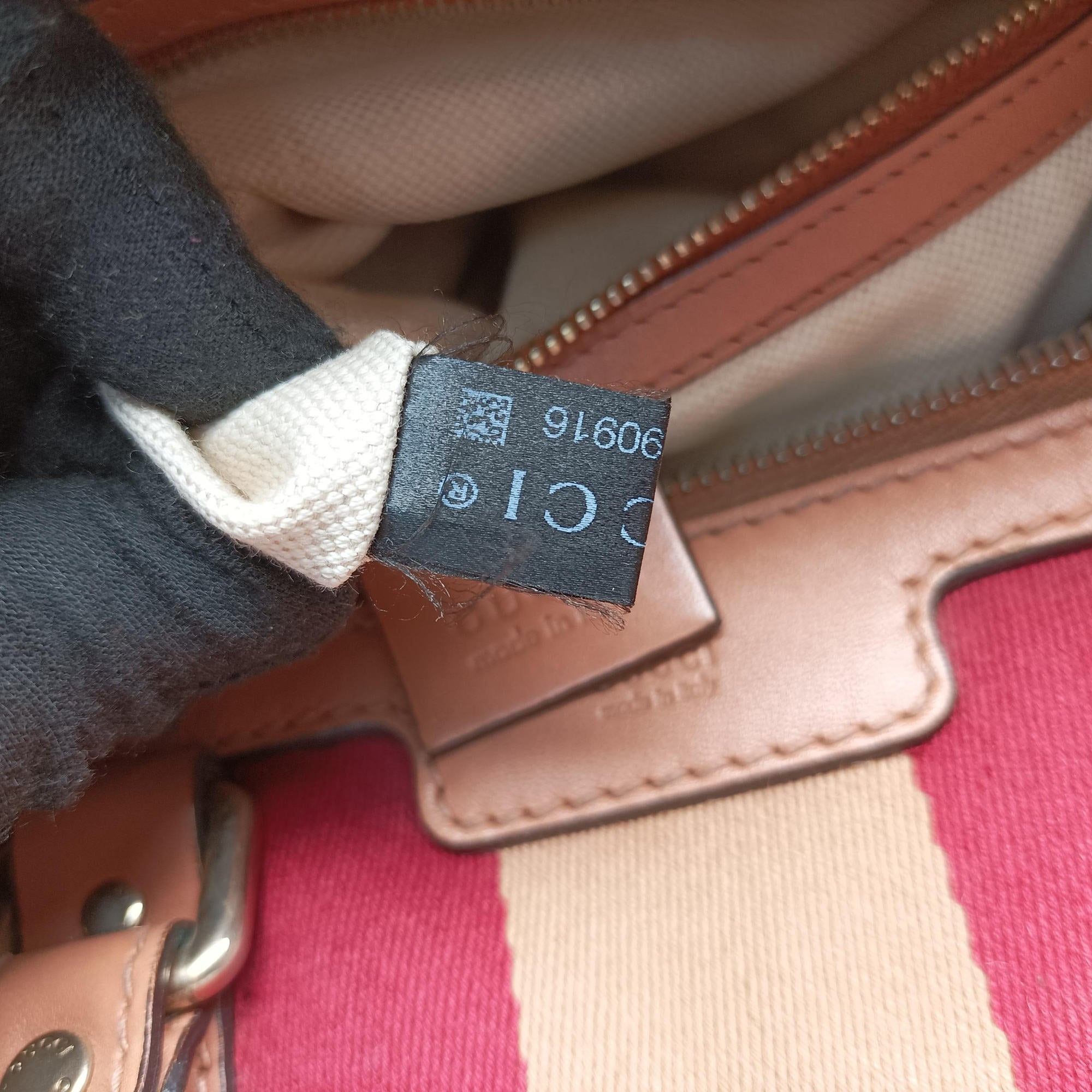 Pre-owned Gucci Sherry Line Beige×red×orange Canvas×Leather 247205 shoulderbag | stylenewstar