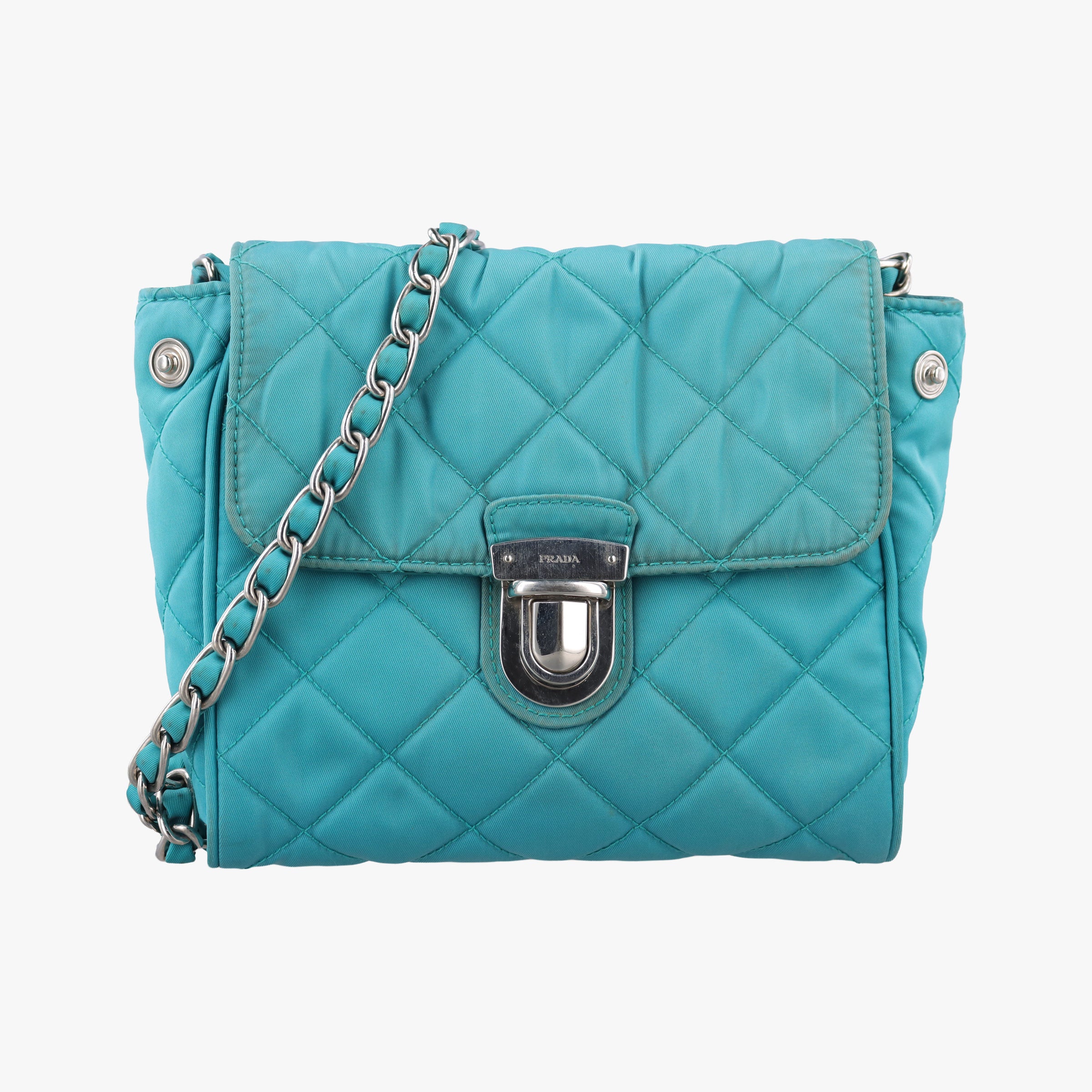 Pre-owned Prada Tessuto Nylon Quilted Impuntu Flap Blue nylon  shoulderbag | stylenewstar