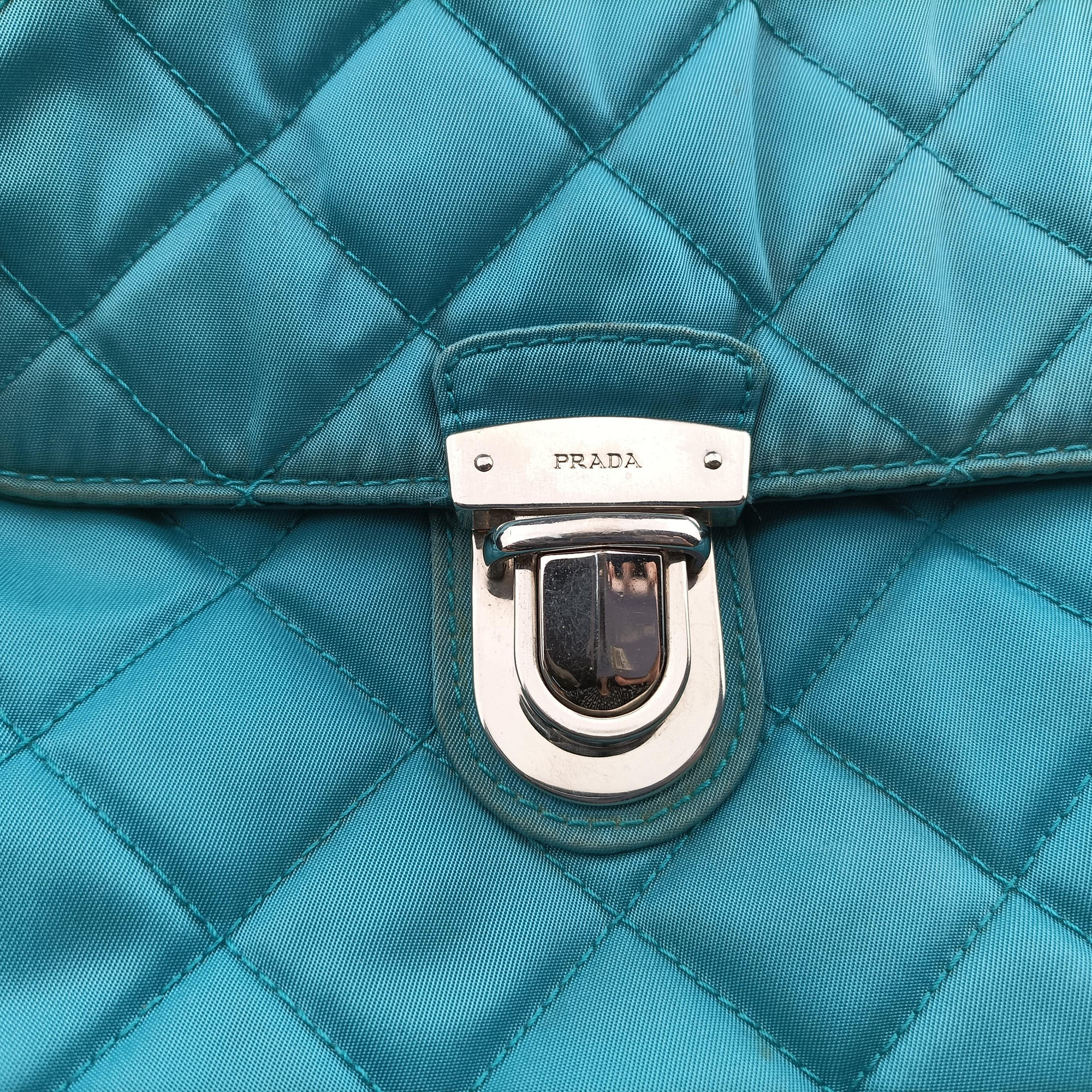 Pre-owned Prada Tessuto Nylon Quilted Impuntu Flap Blue nylon  shoulderbag | stylenewstar