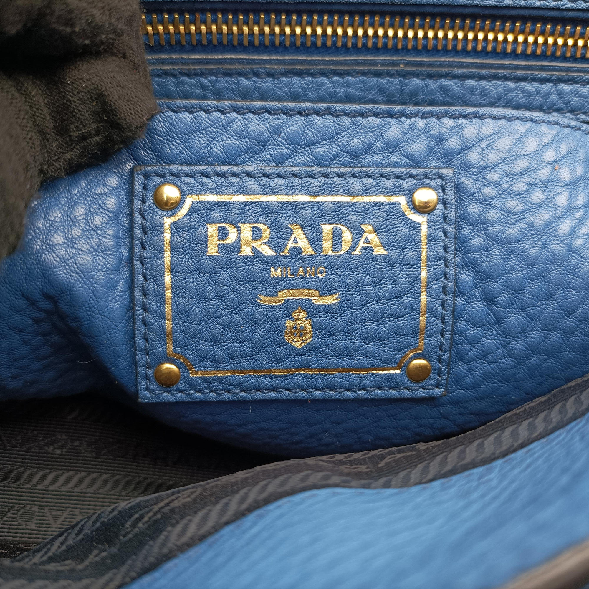 Vintage Prada Vitello Daino Sound Flap Top Handle Blue Leather BR5034 shoulderbag | stylenewstar