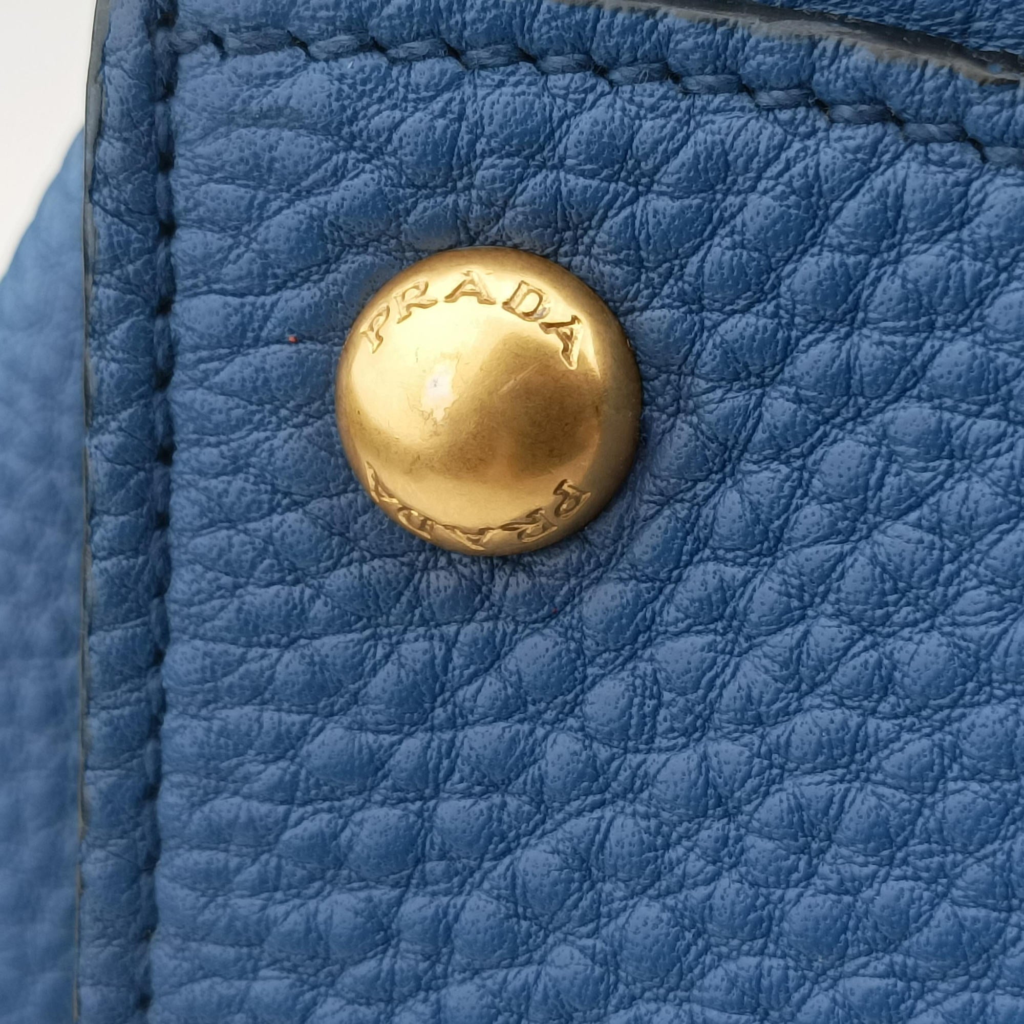 Vintage Prada Vitello Daino Sound Flap Top Handle Blue Leather BR5034 shoulderbag | stylenewstar