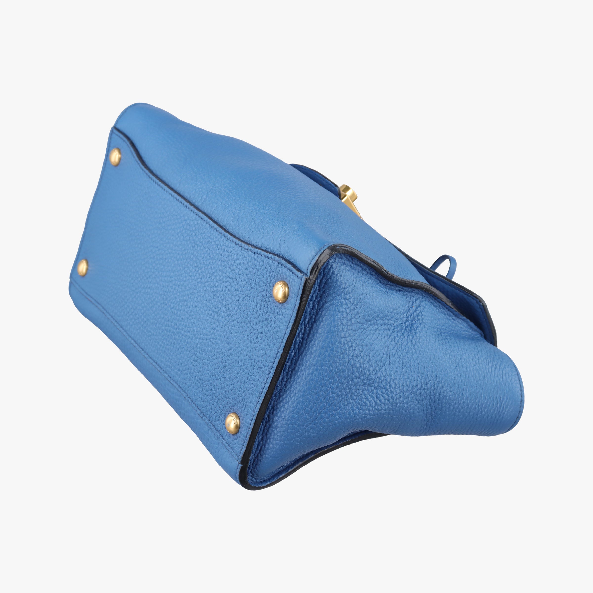 Vintage Prada Vitello Daino Sound Flap Top Handle Blue Leather BR5034 shoulderbag | stylenewstar