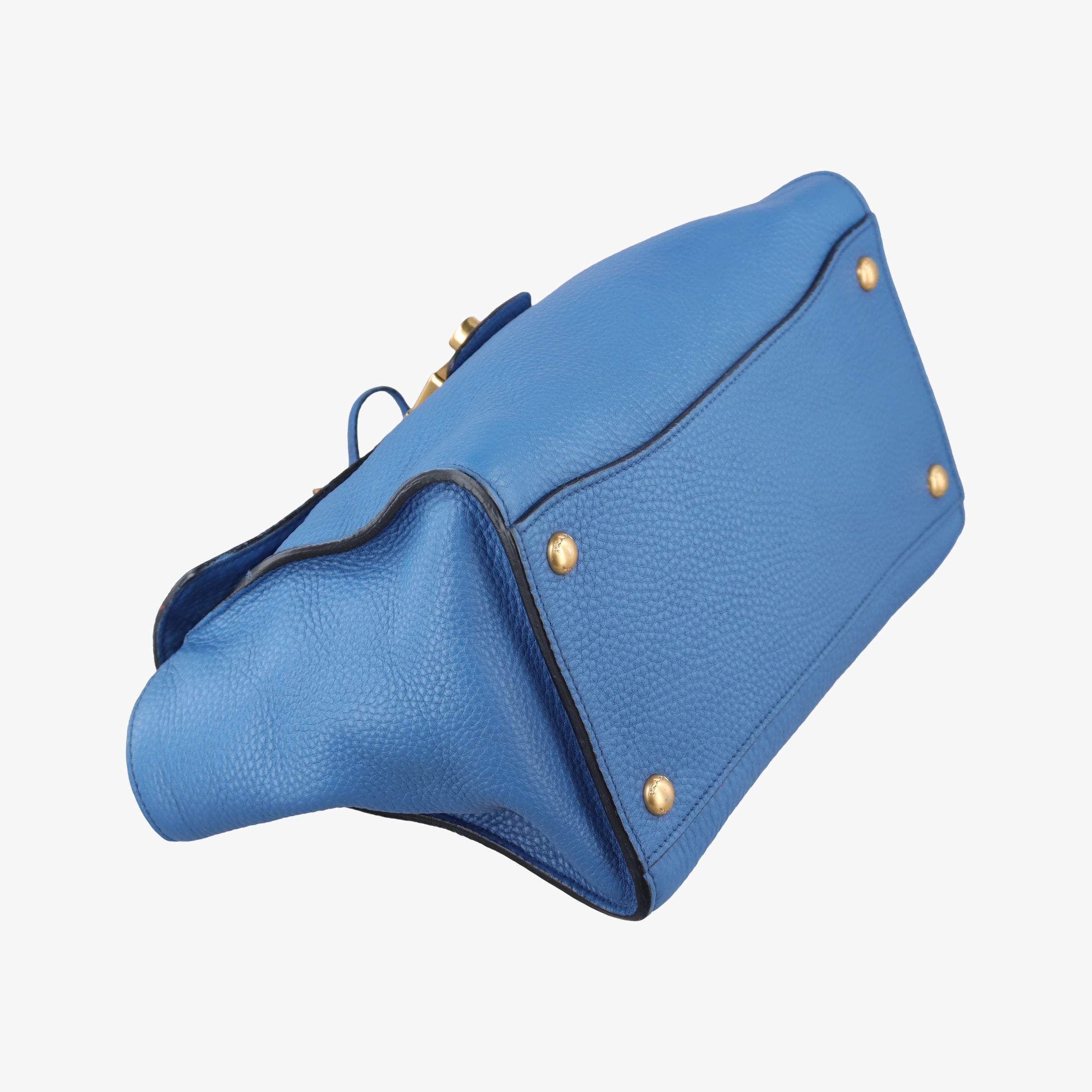 Vintage Prada Vitello Daino Sound Flap Top Handle Blue Leather BR5034 shoulderbag | stylenewstar
