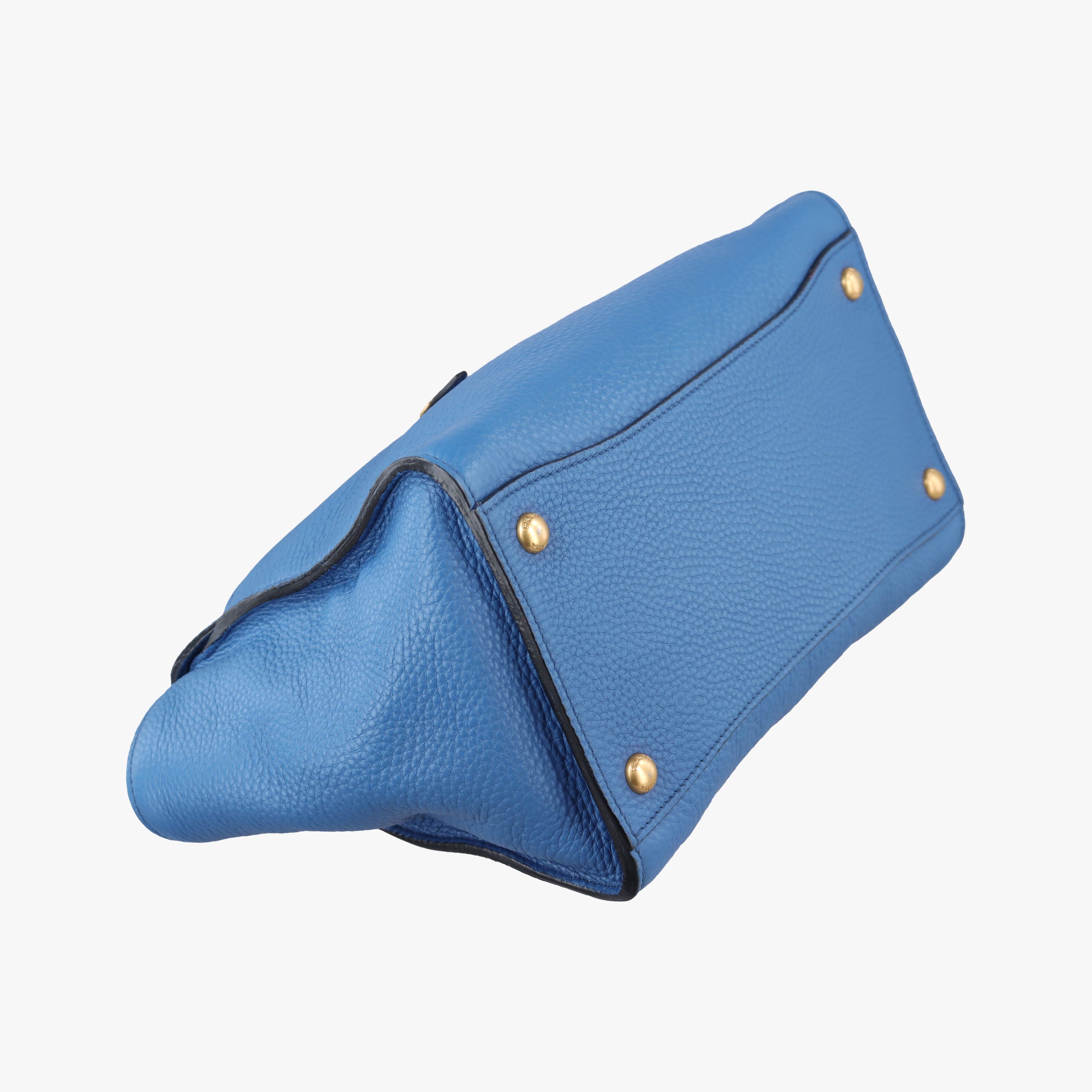 Vintage Prada Vitello Daino Sound Flap Top Handle Blue Leather BR5034 shoulderbag | stylenewstar