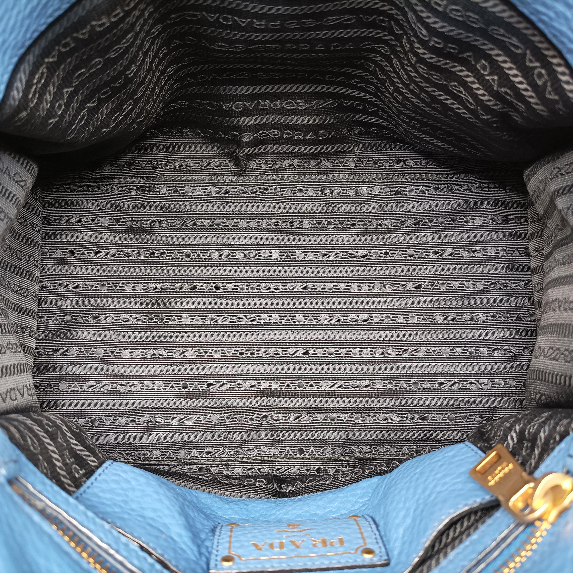 Vintage Prada Vitello Daino Sound Flap Top Handle Blue Leather BR5034 shoulderbag | stylenewstar
