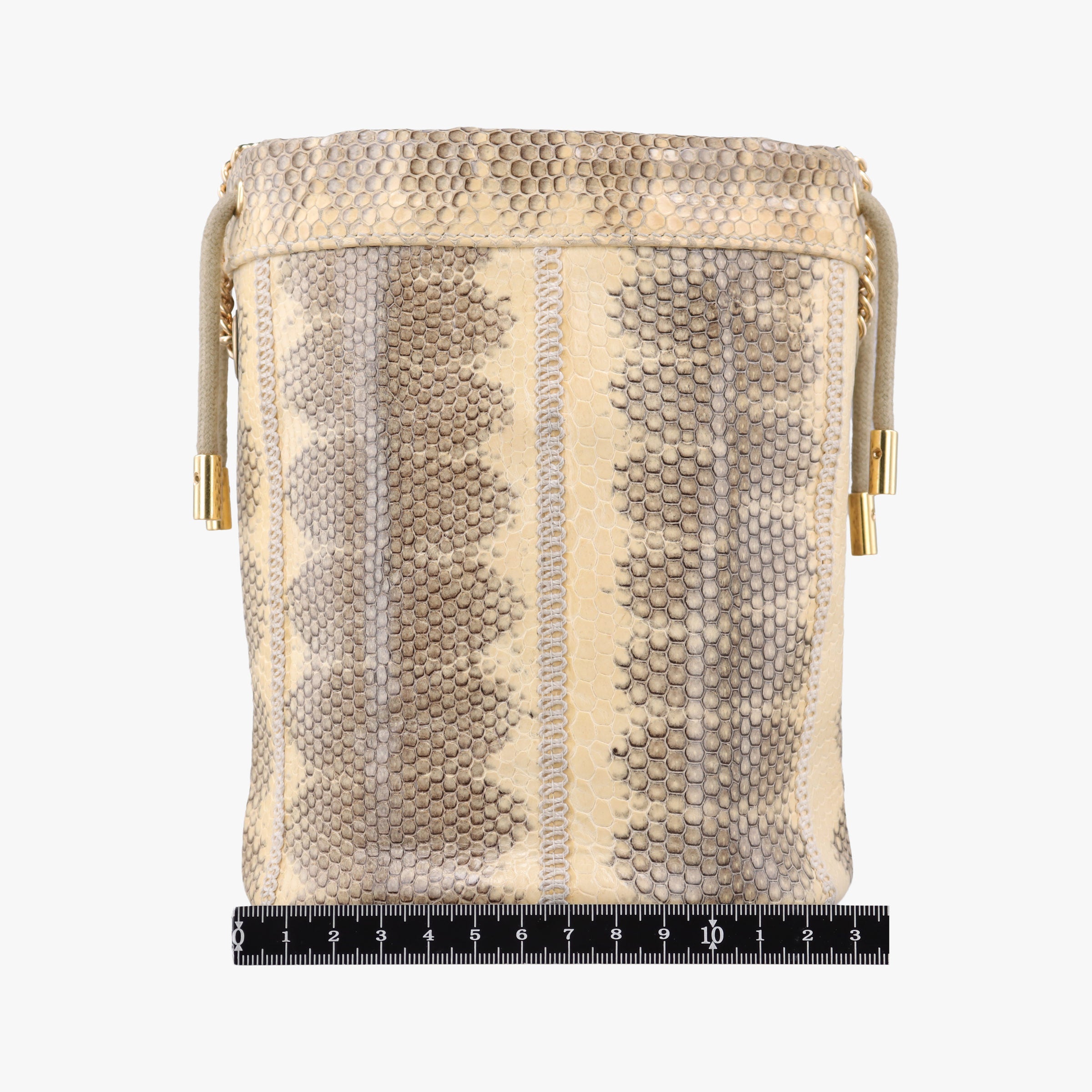 Pre-owned Gucci Zumi Mini Drawstring Bucket Beige x Multicolor snakeskin 576432 shoulderbag | stylenewstar