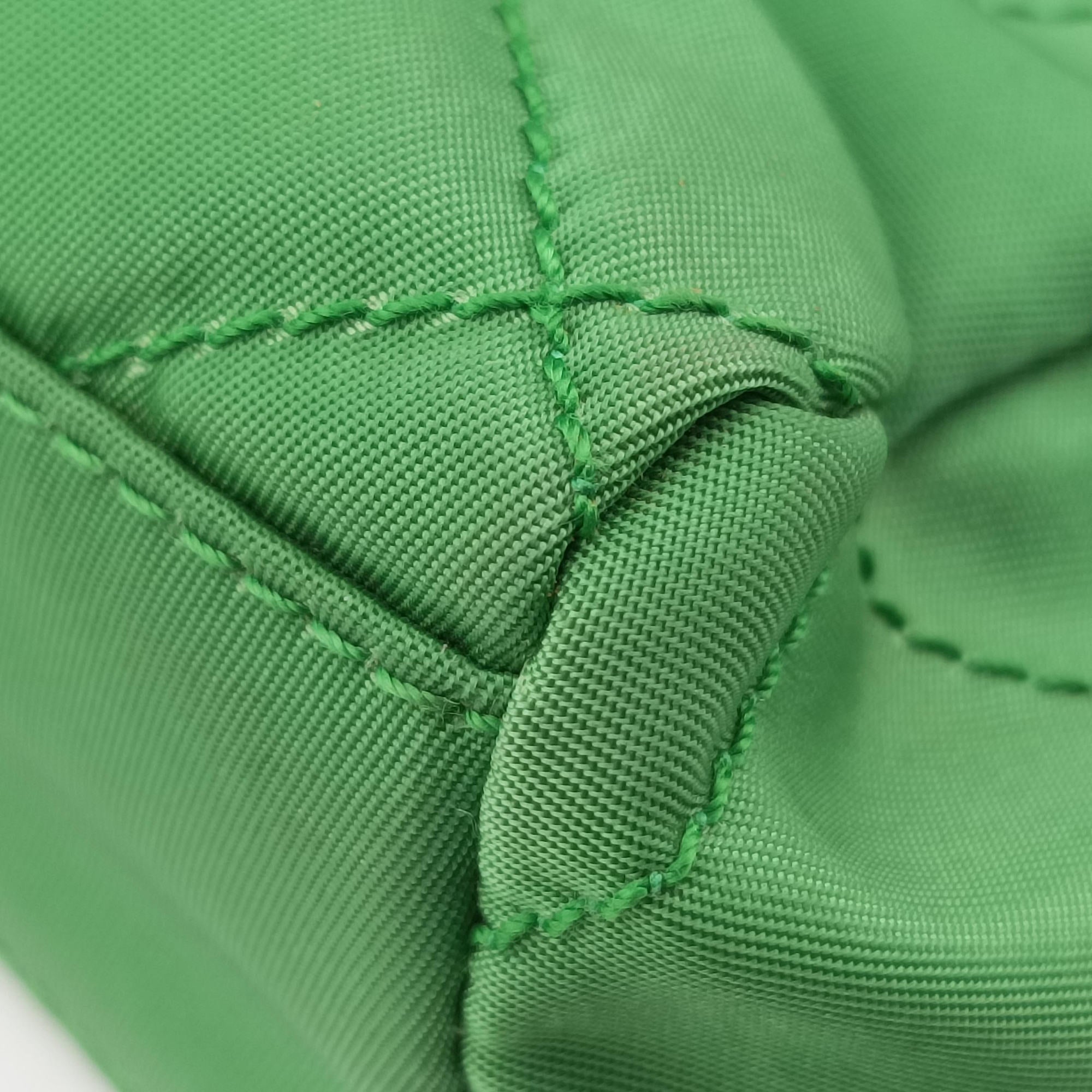 Pre-owned Prada quilted tessuto Green Nylon x leather  shoulderbag | stylenewstar
