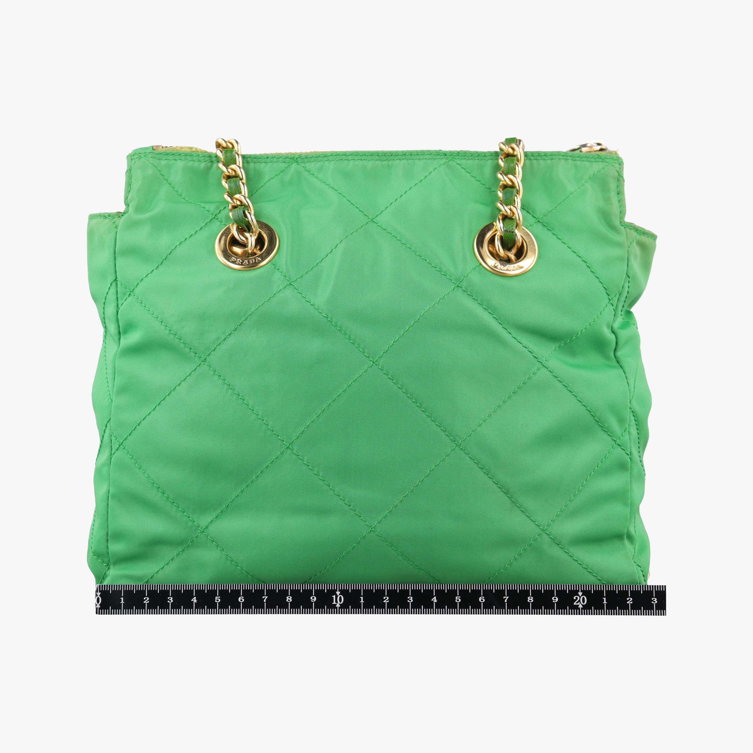 Pre-owned Prada quilted tessuto Green Nylon x leather  shoulderbag | stylenewstar