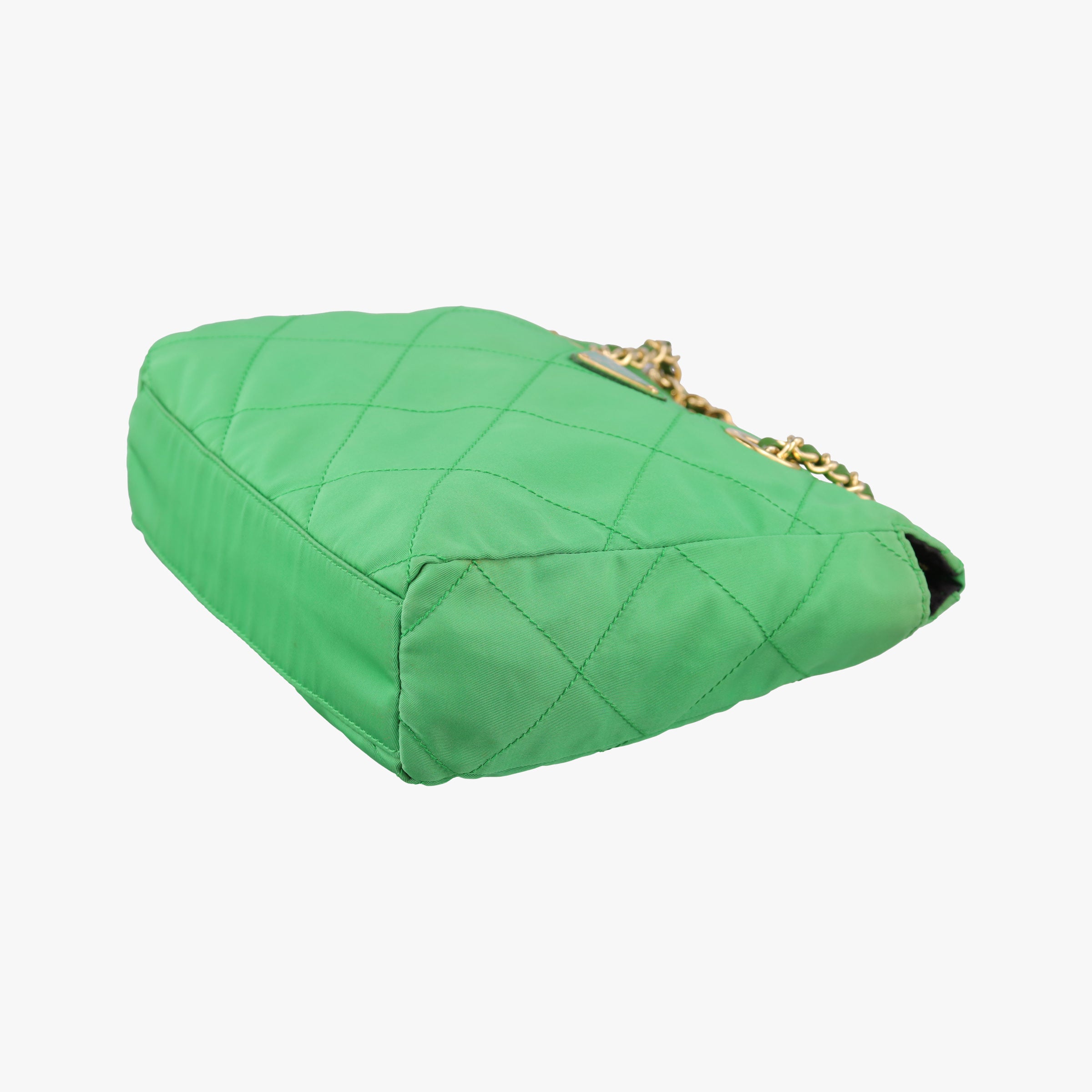 Pre-owned Prada quilted tessuto Green Nylon x leather  shoulderbag | stylenewstar