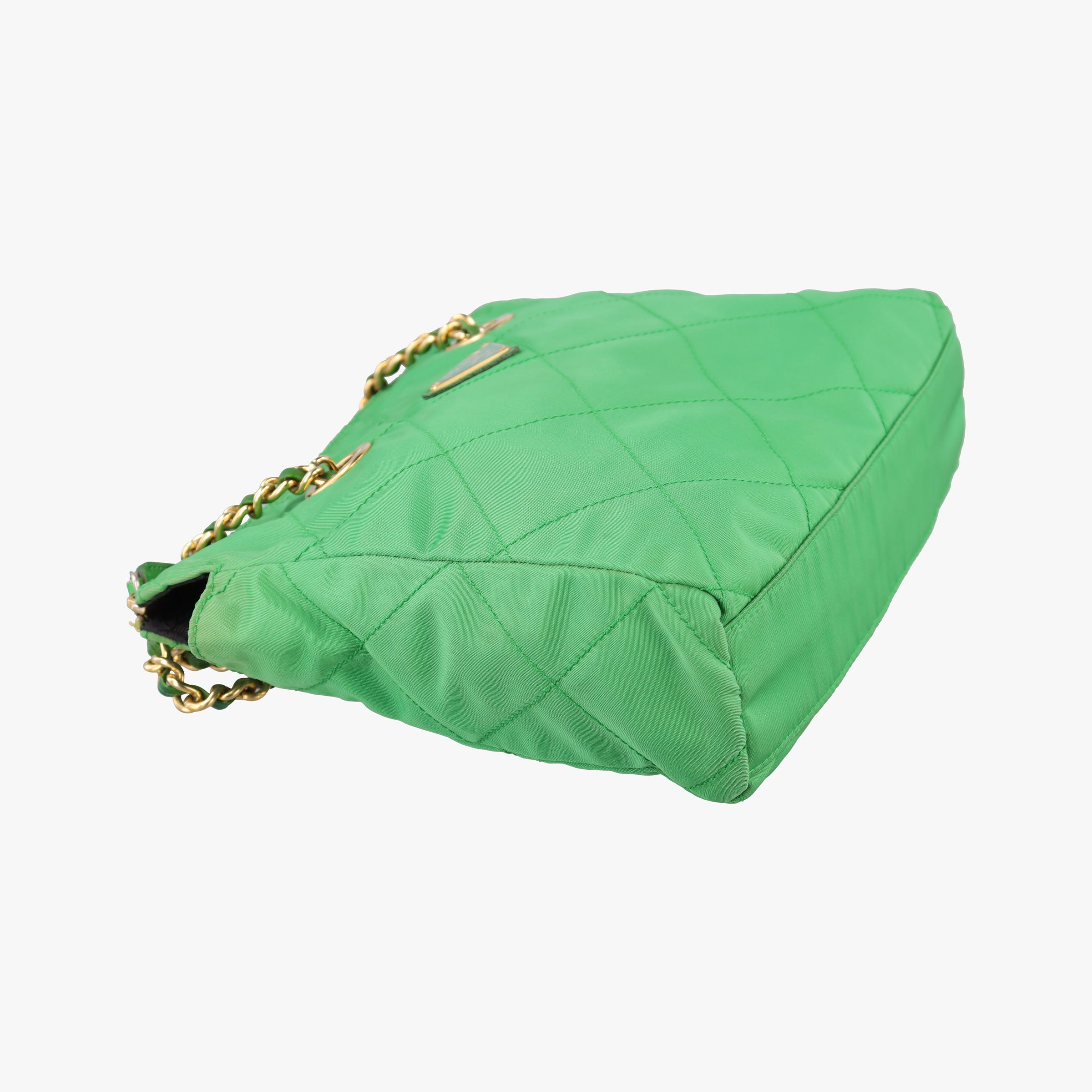 Pre-owned Prada quilted tessuto Green Nylon x leather  shoulderbag | stylenewstar