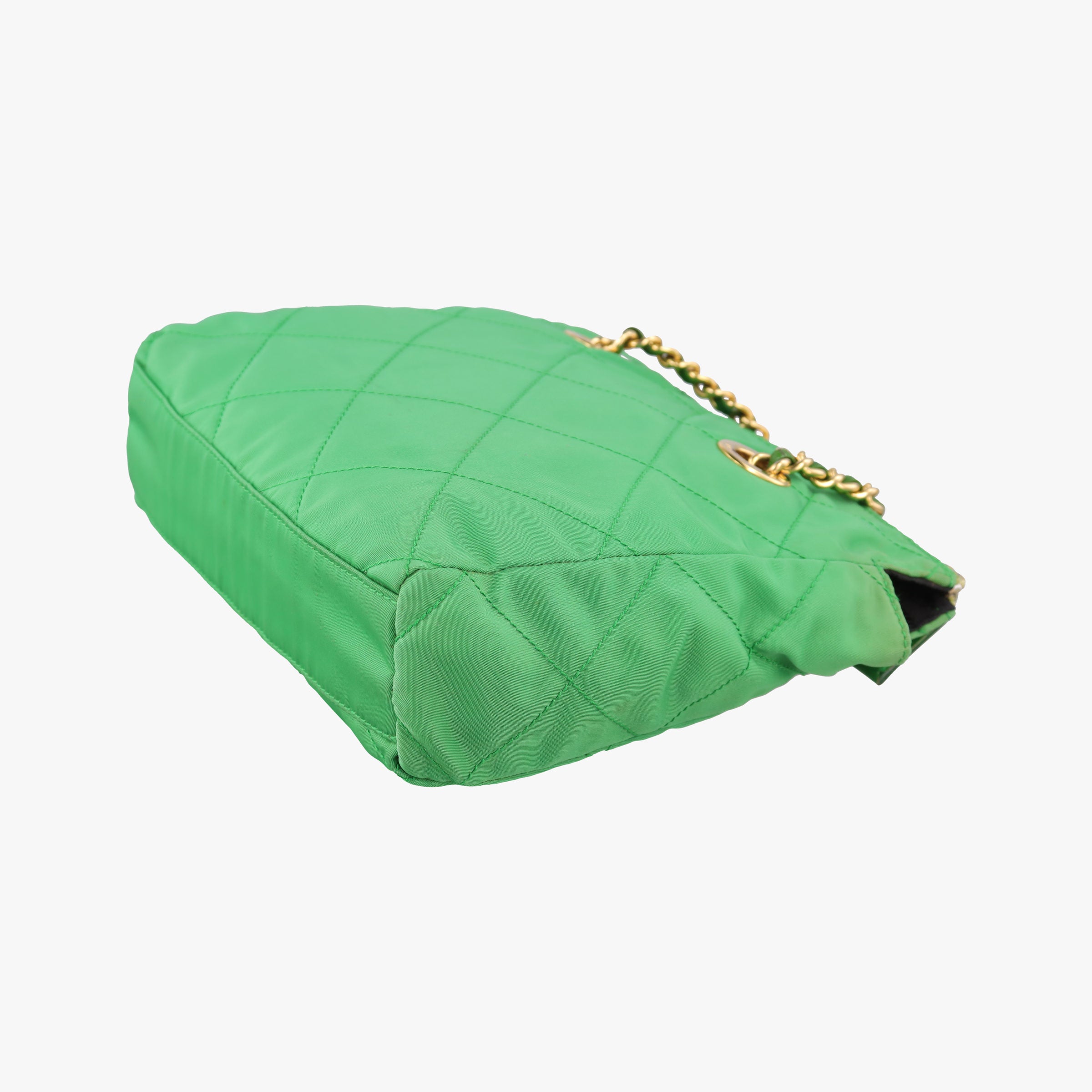 Pre-owned Prada quilted tessuto Green Nylon x leather  shoulderbag | stylenewstar