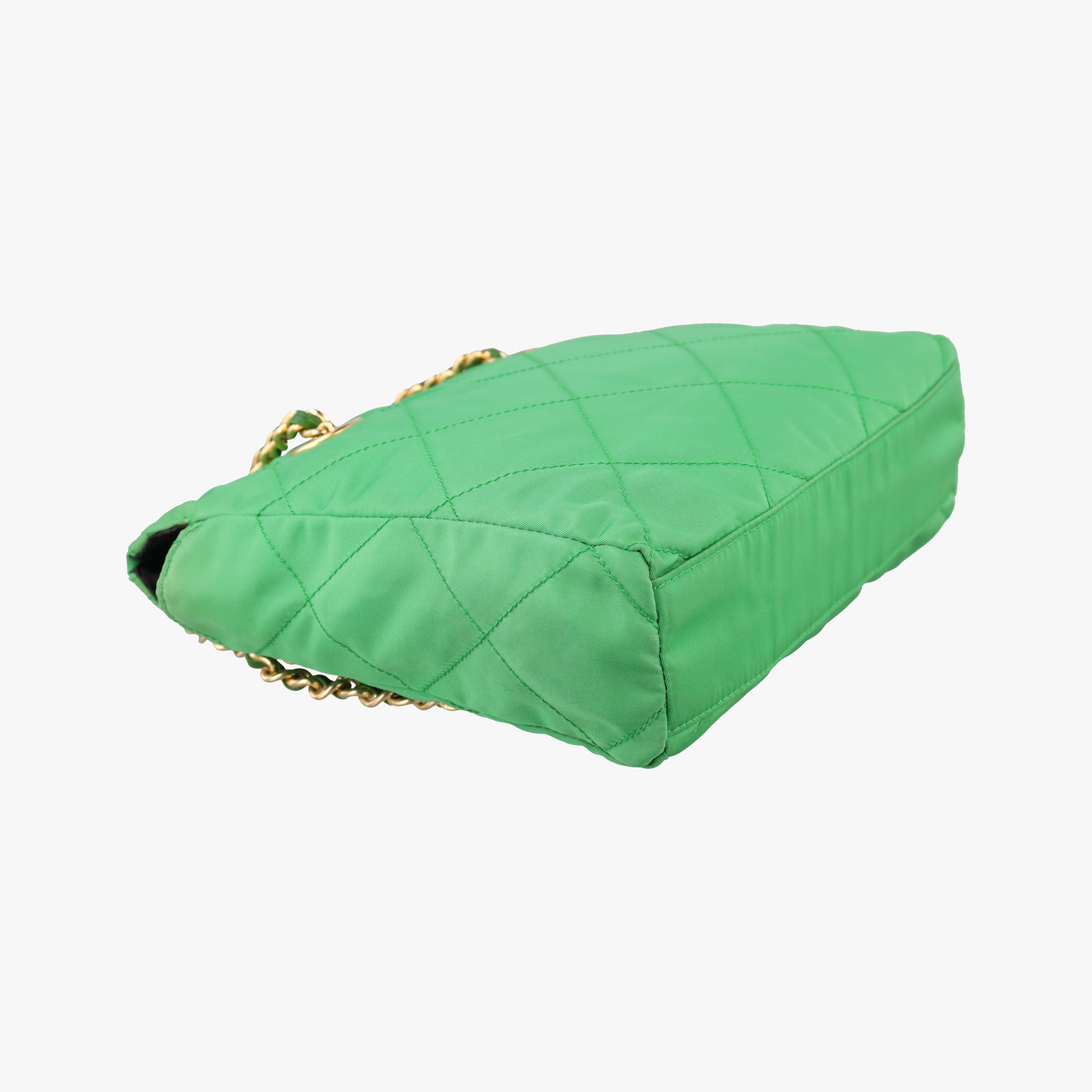 Pre-owned Prada quilted tessuto Green Nylon x leather  shoulderbag | stylenewstar