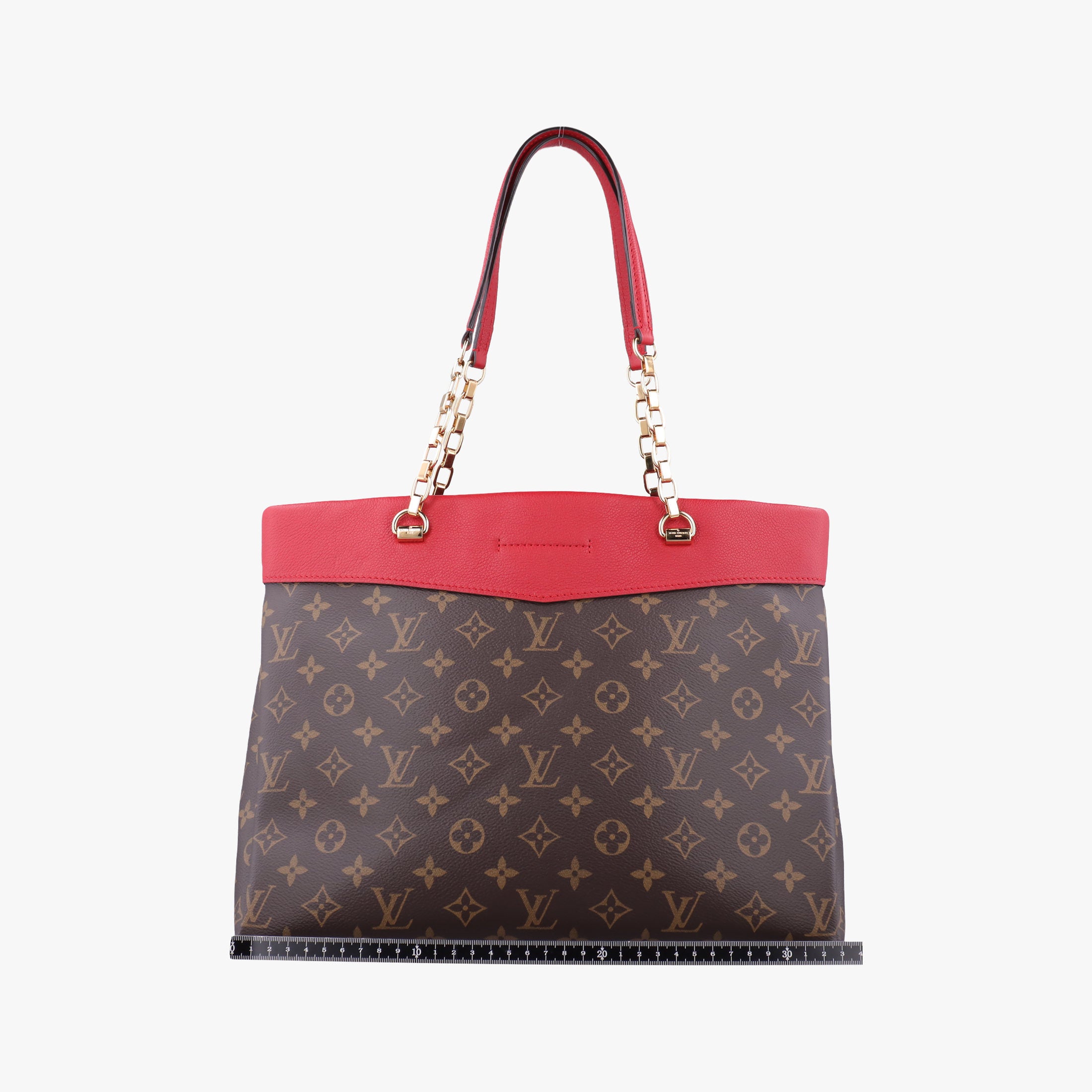 Pre-owned Louis Vuitton PALLAS SHOPPER Brown×CERISE Monogram Canvas×calf leather M51197 shoulderbag | stylenewstar
