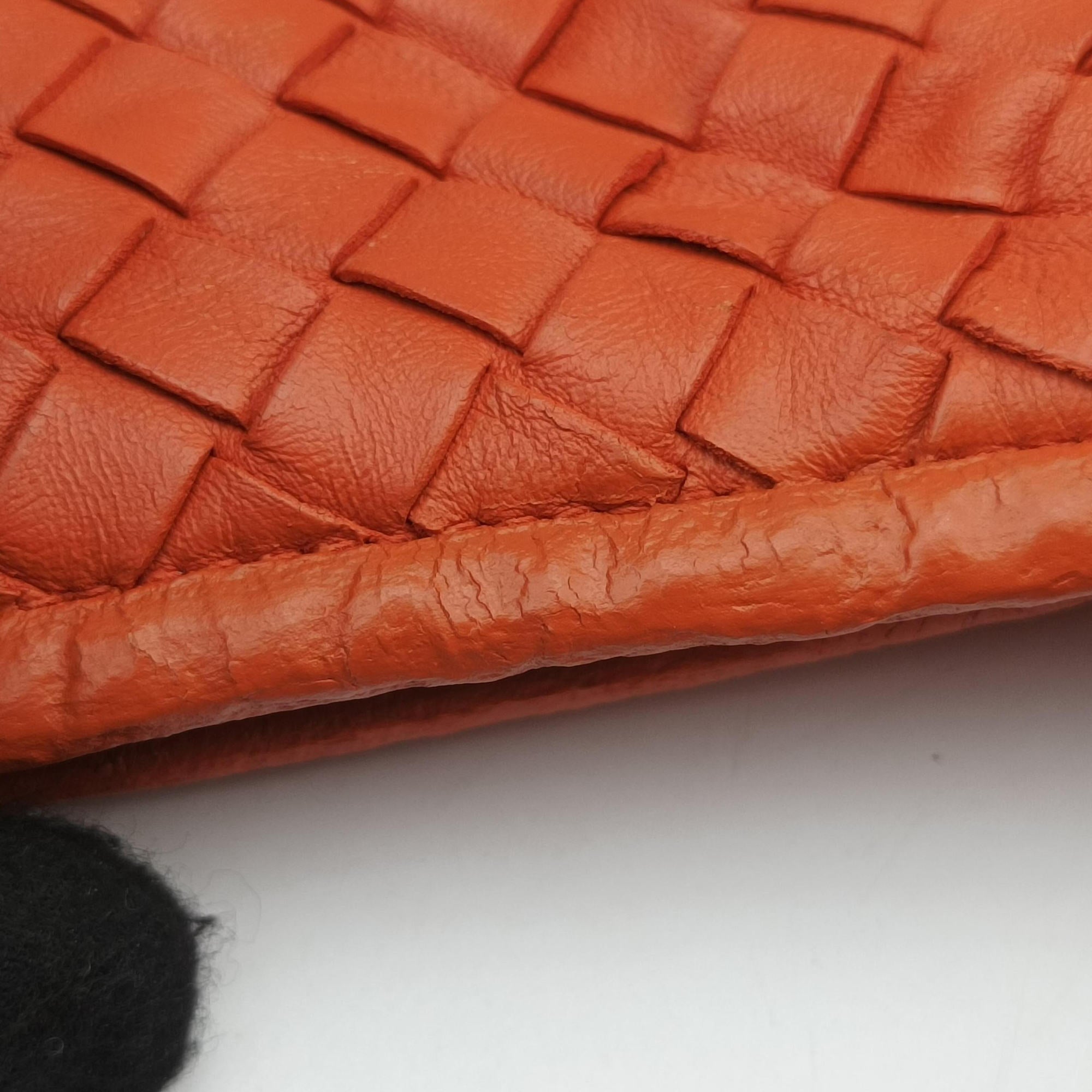 Pre-owned Bottega Veneta Intrecciato Orange lambskin  shoulderbag | stylenewstar