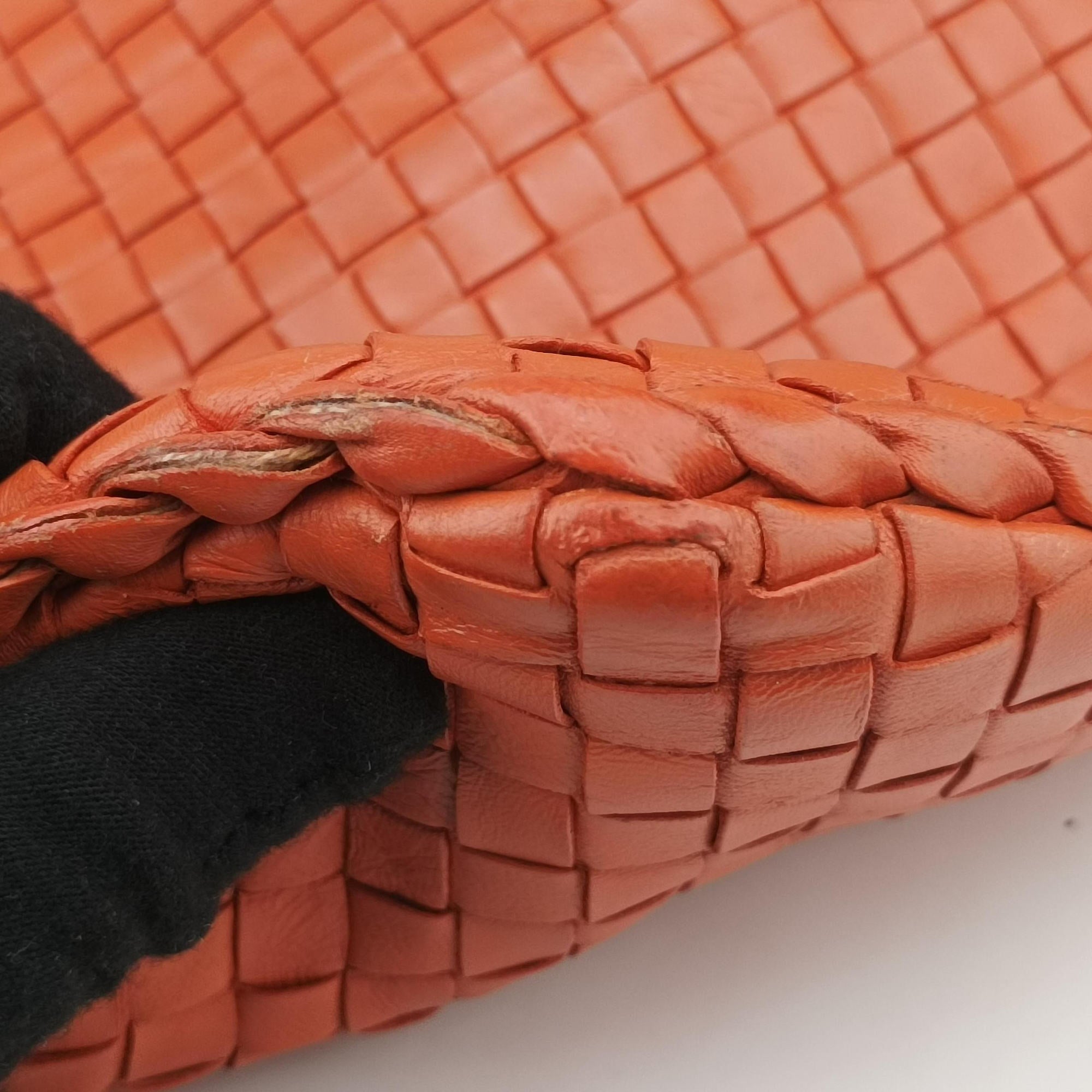 Pre-owned Bottega Veneta Intrecciato Orange lambskin  shoulderbag | stylenewstar