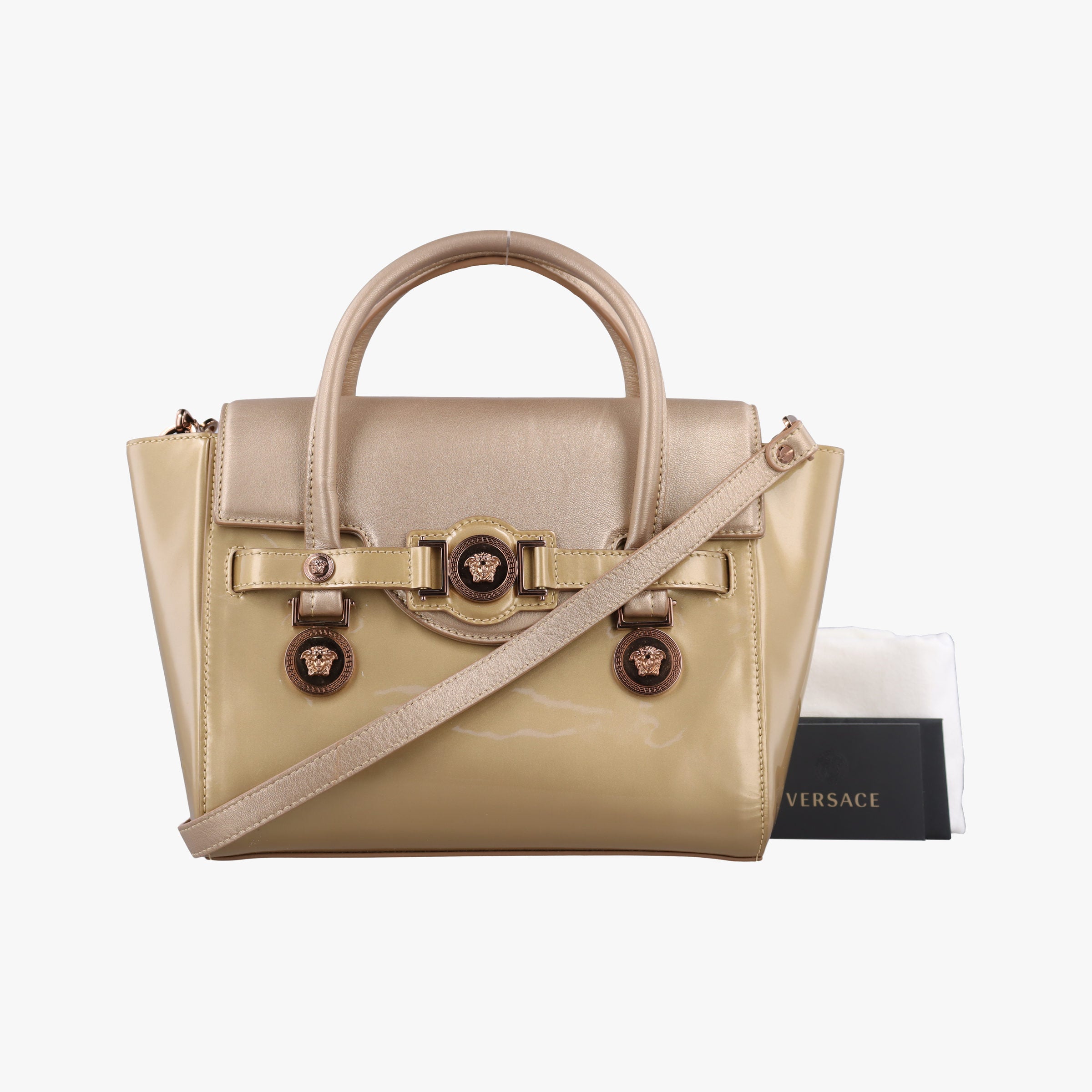 Pre-owned VERSACE Medusa Golden Patent x Leather  shoulderbag | stylenewstar