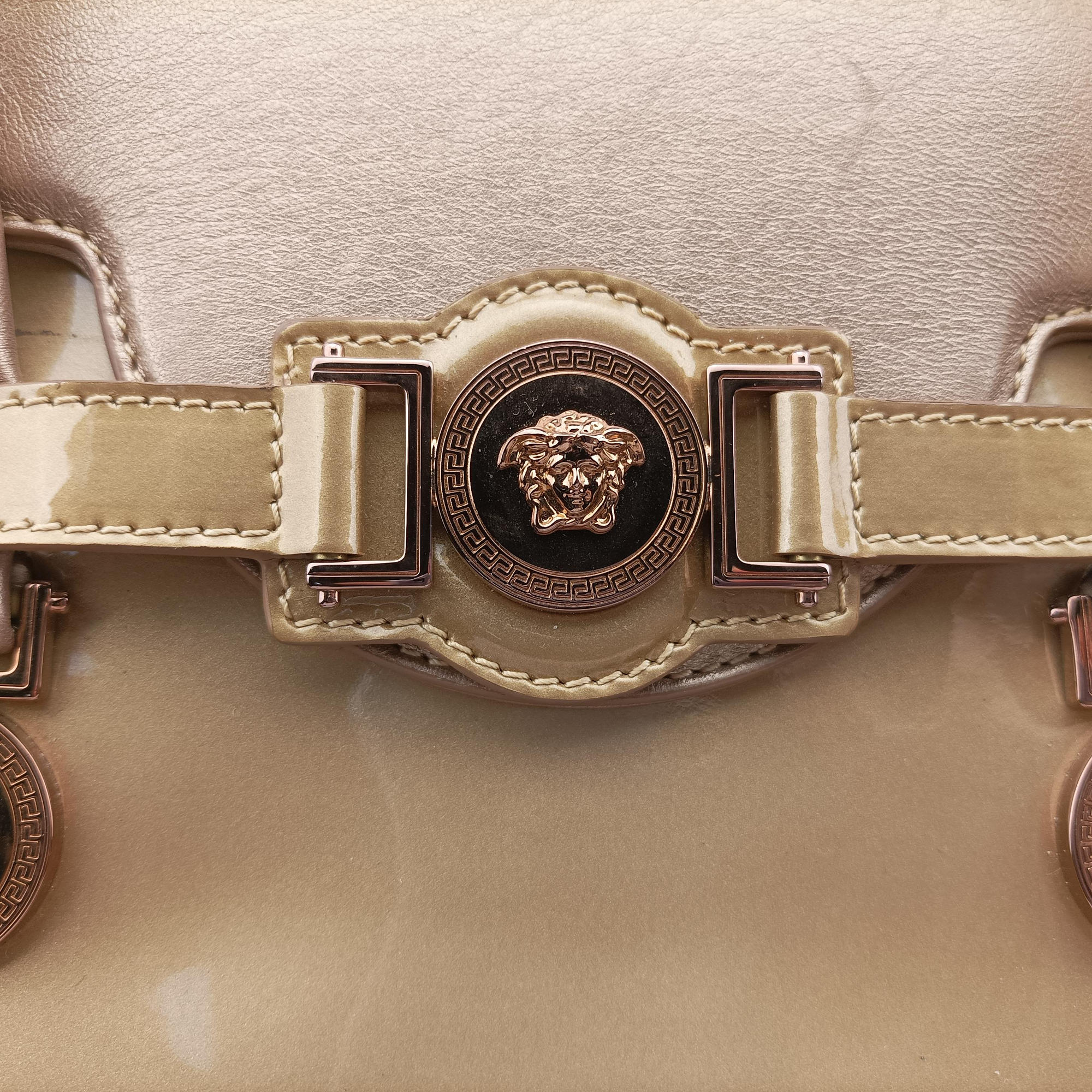 Pre-owned VERSACE Medusa Golden Patent x Leather  shoulderbag | stylenewstar