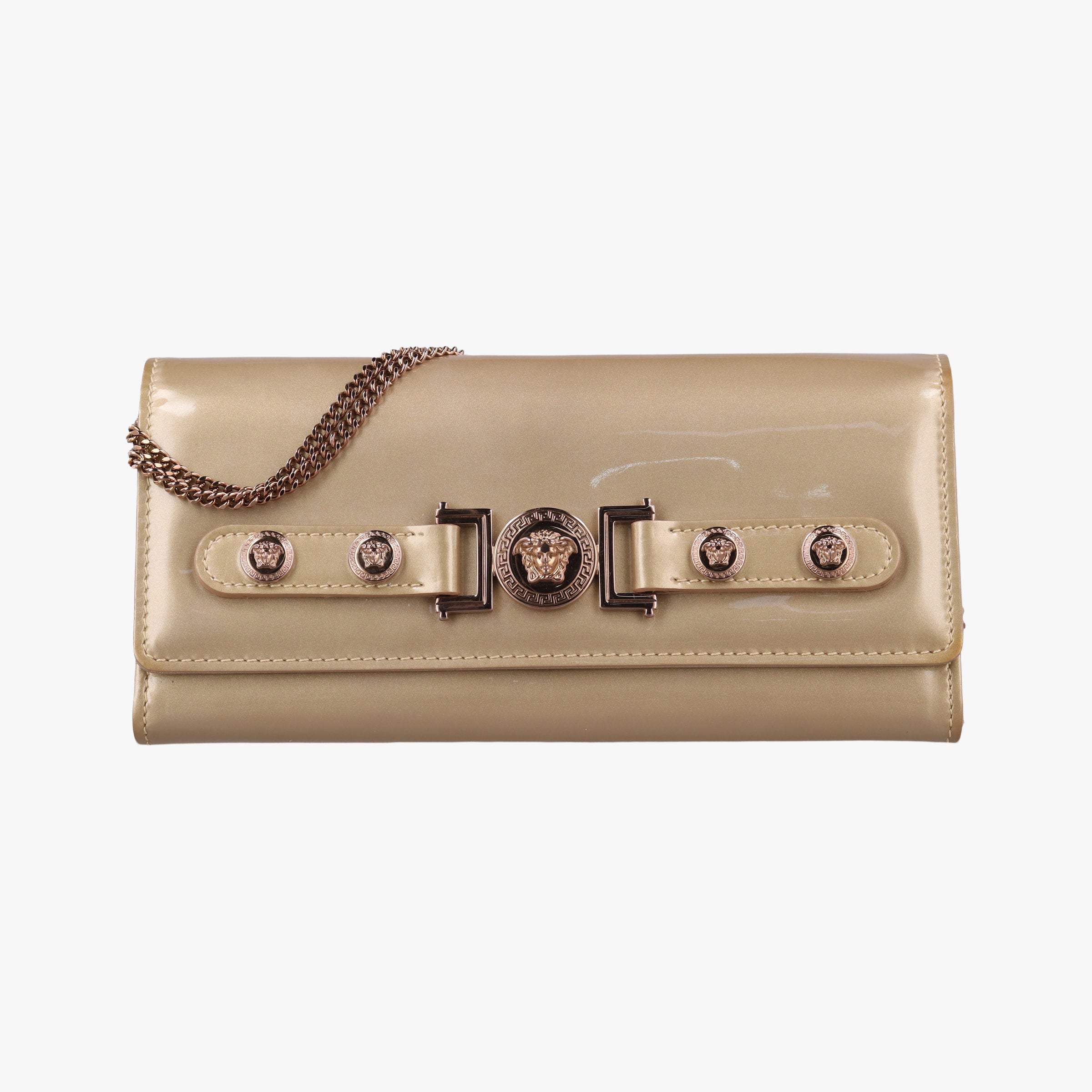Pre-owned VERSACE Medusa Golden Patent leather  shoulderbag | stylenewstar