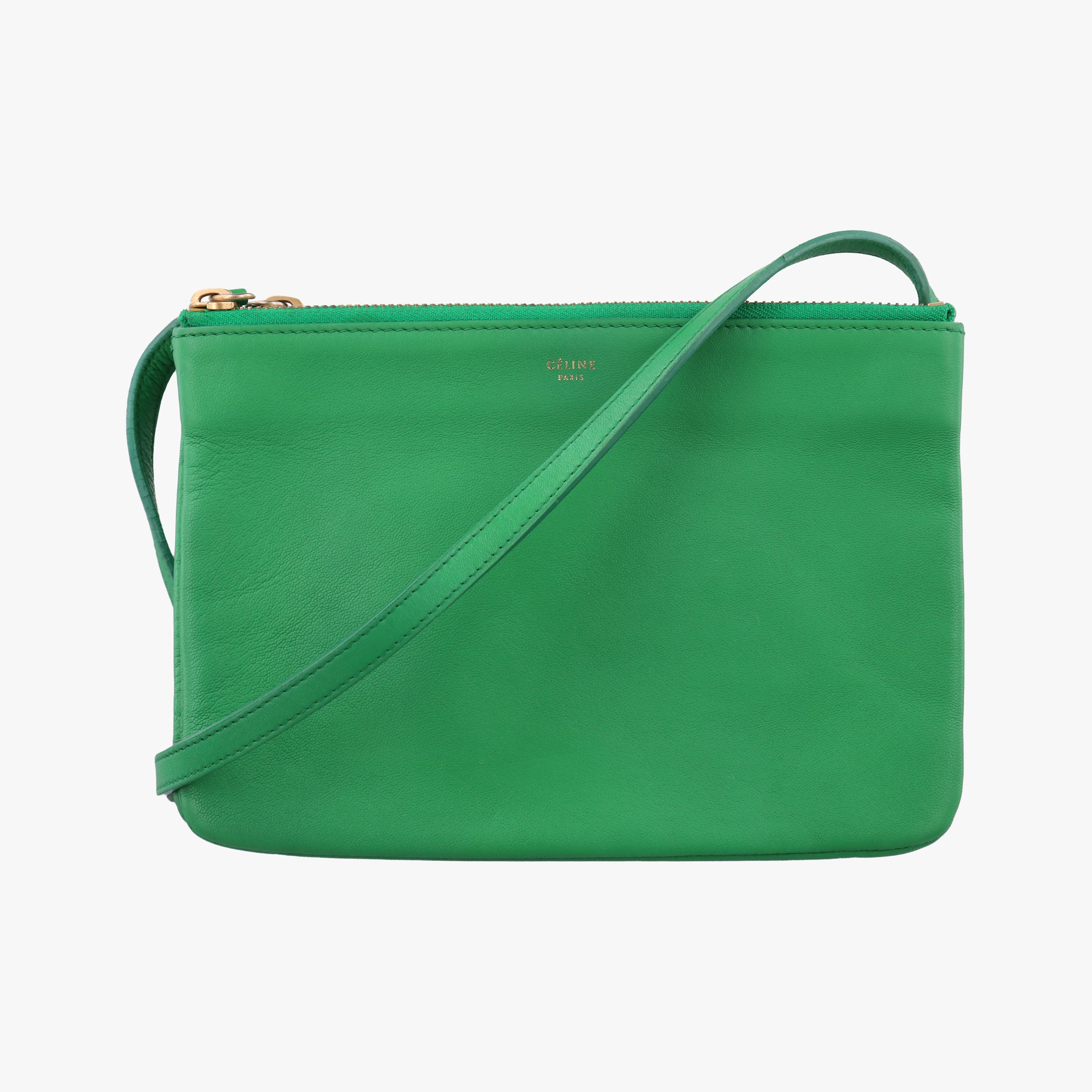 Pre-owned Celine TRIO Green Leather  shoulderbag | stylenewstar