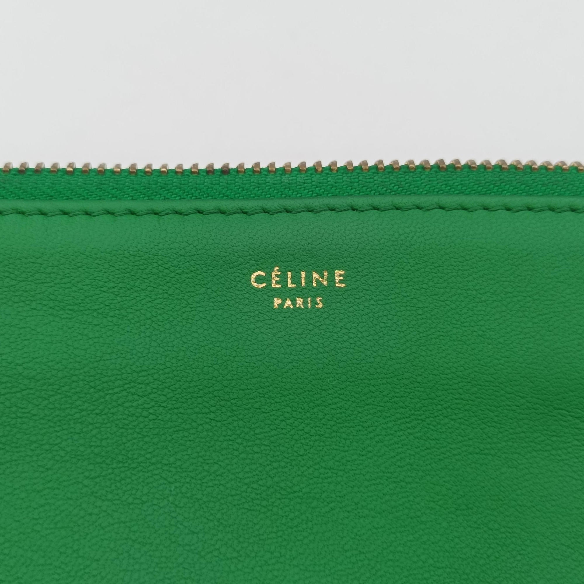 Pre-owned Celine TRIO Green Leather  shoulderbag | stylenewstar