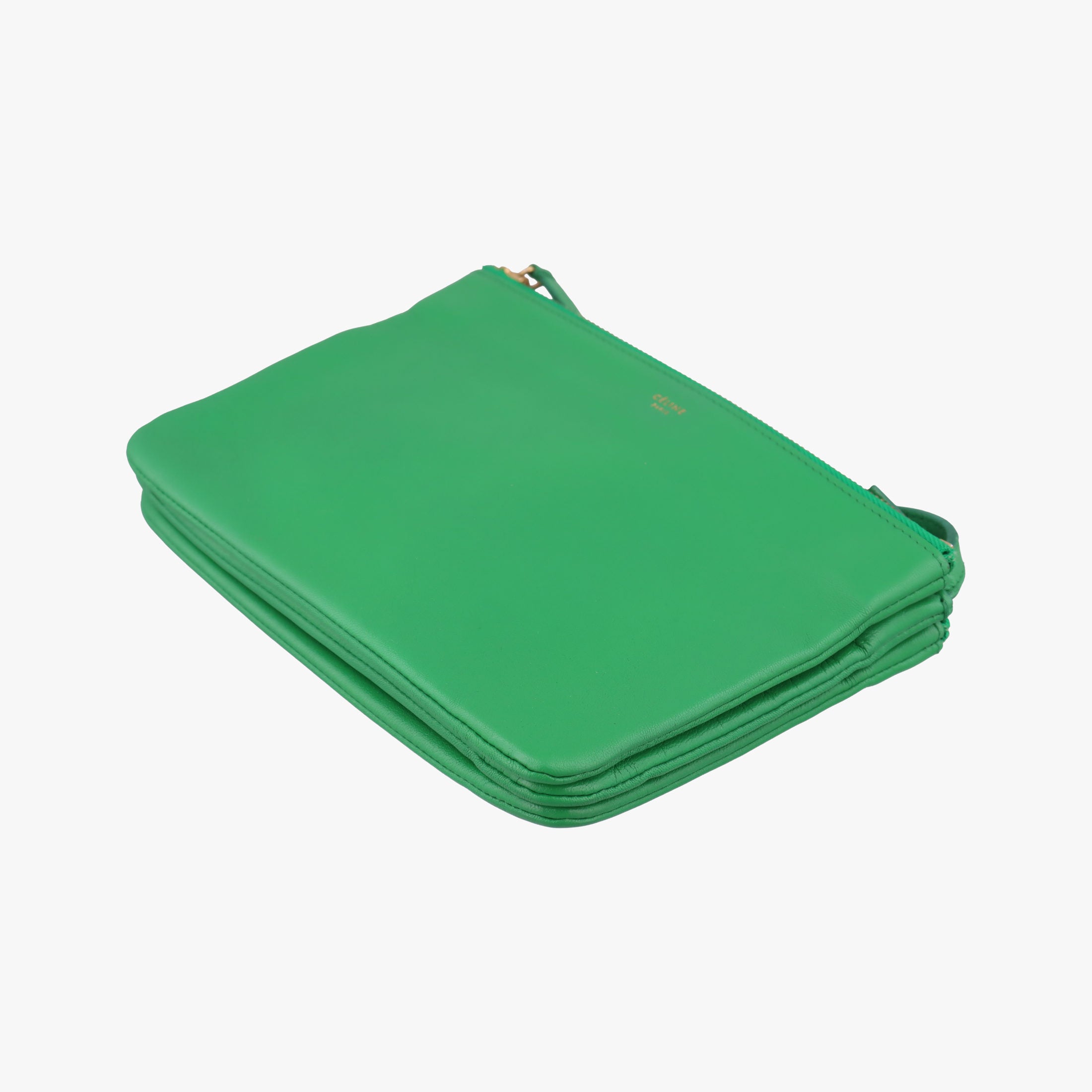 Pre-owned Celine TRIO Green Leather  shoulderbag | stylenewstar