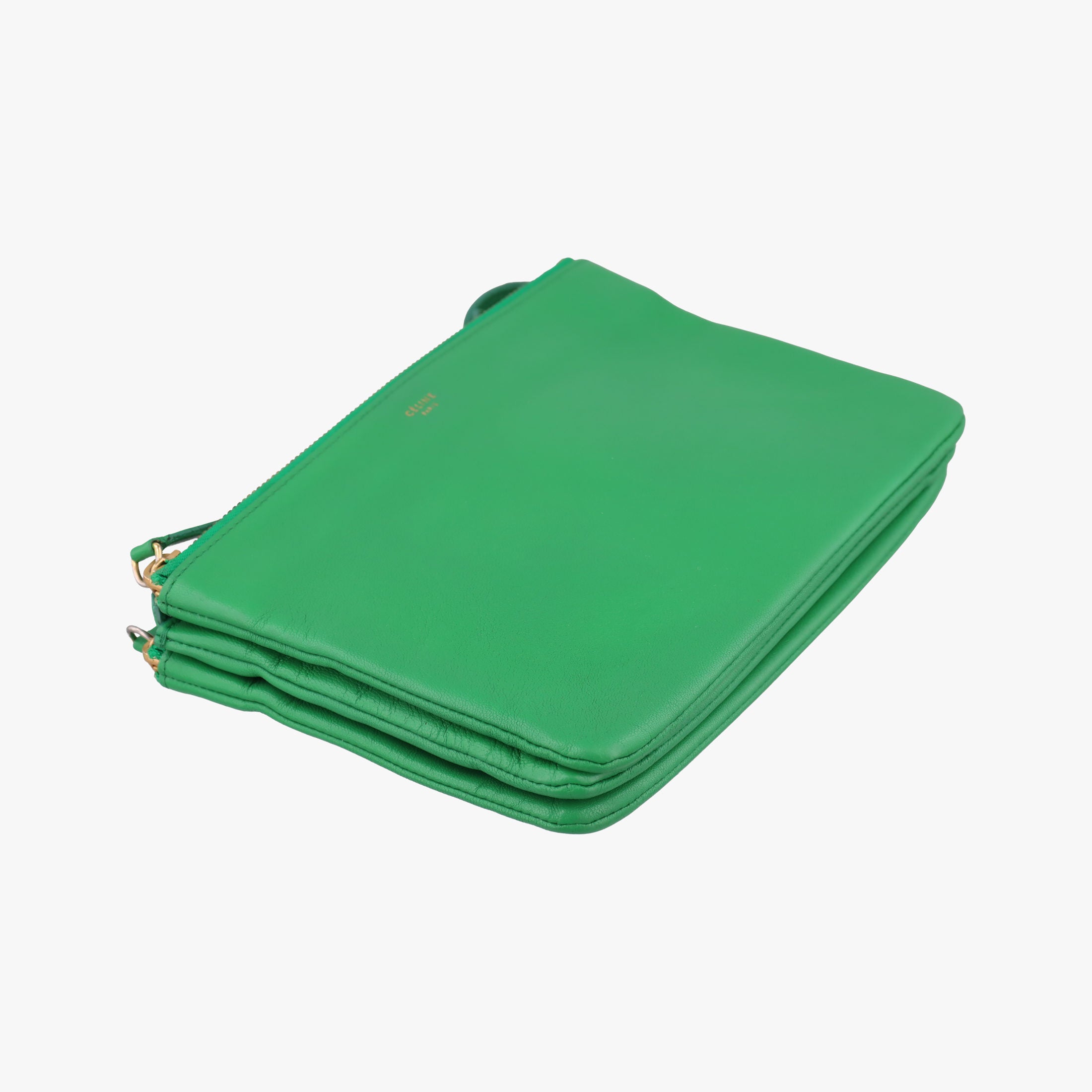 Pre-owned Celine TRIO Green Leather  shoulderbag | stylenewstar
