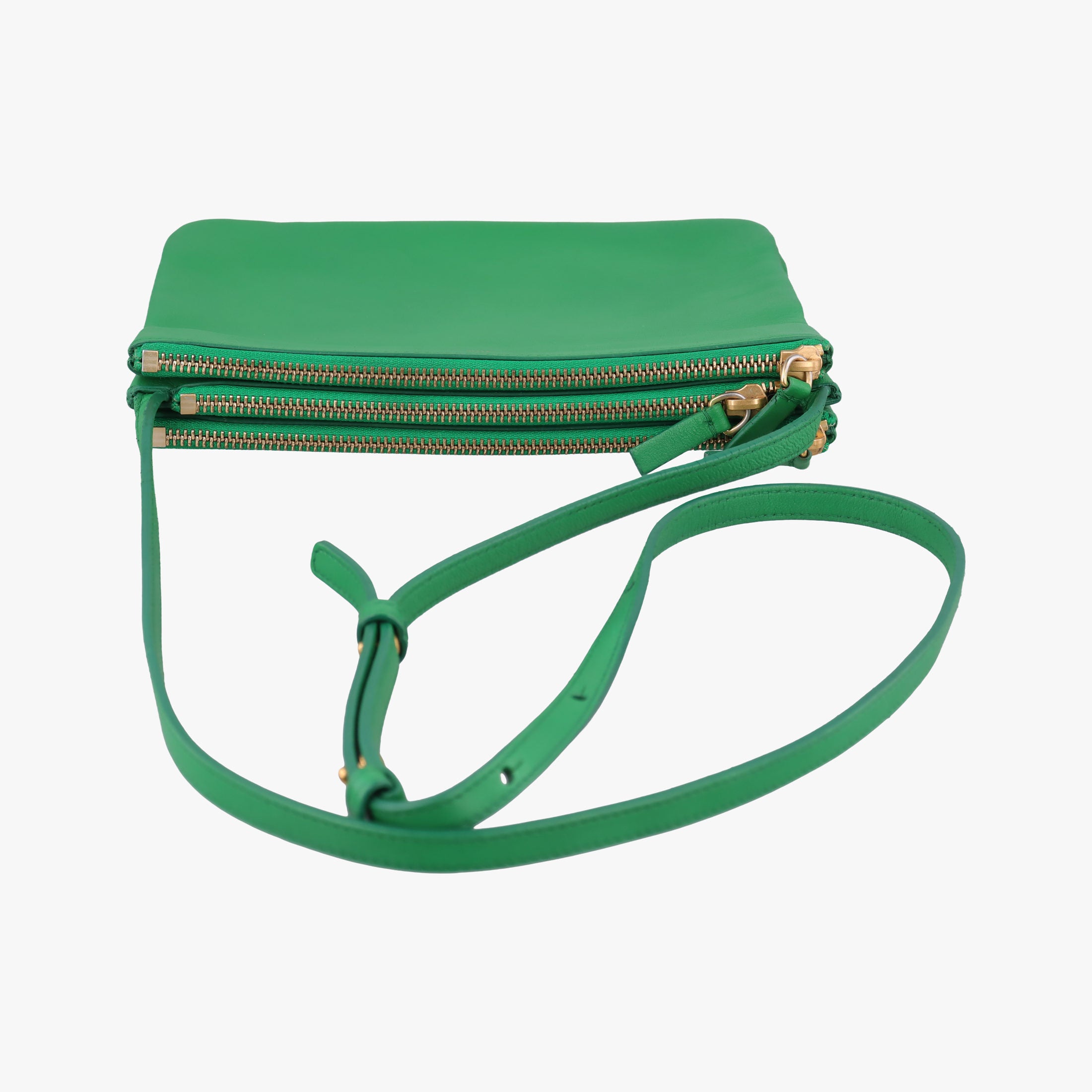 Pre-owned Celine TRIO Green Leather  shoulderbag | stylenewstar