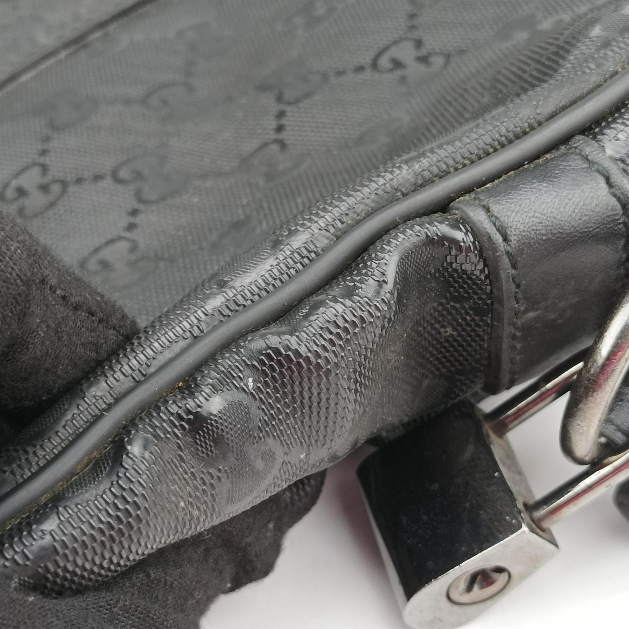 Pre-owned Gucci Diamante Black PVC coated canvas×Leather 208463 shoulderbag | stylenewstar