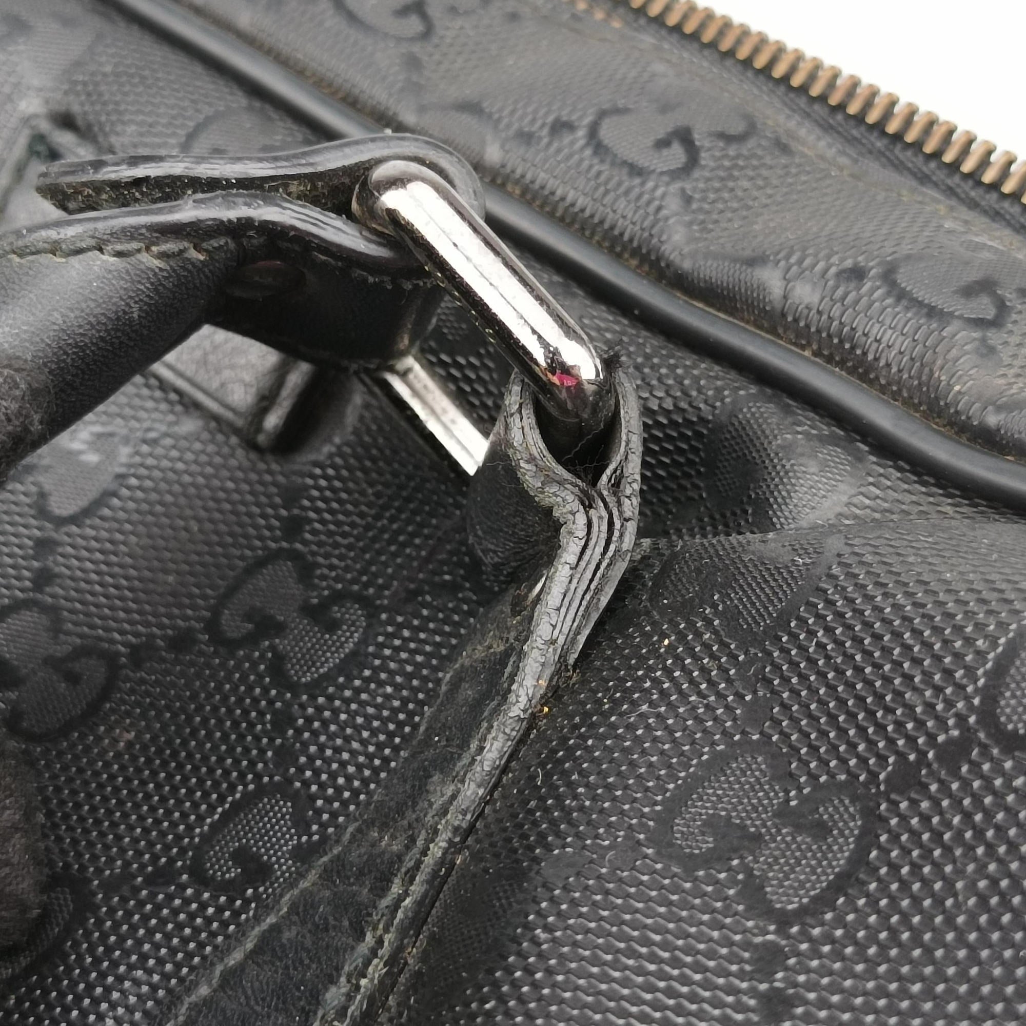 Pre-owned Gucci Diamante Black PVC coated canvas×Leather 208463 shoulderbag | stylenewstar
