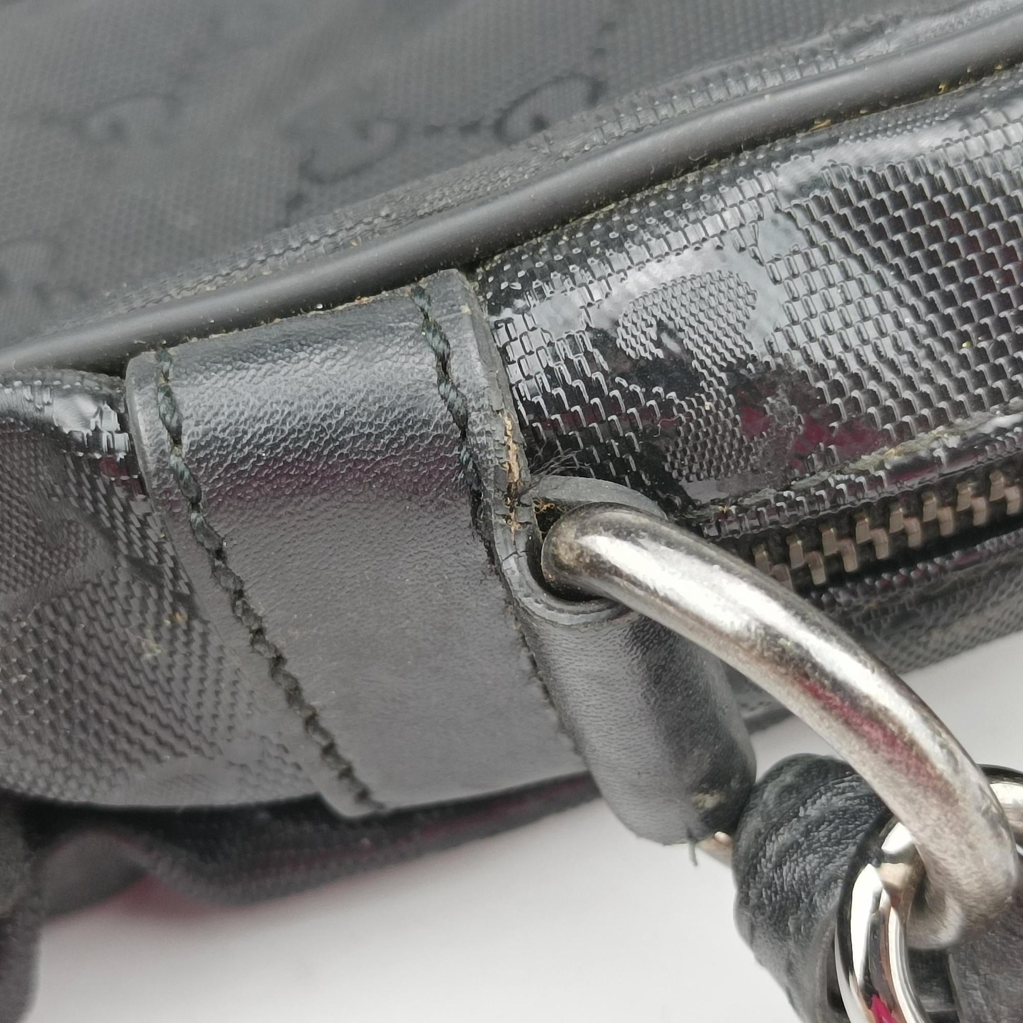 Pre-owned Gucci Diamante Black PVC coated canvas×Leather 208463 shoulderbag | stylenewstar