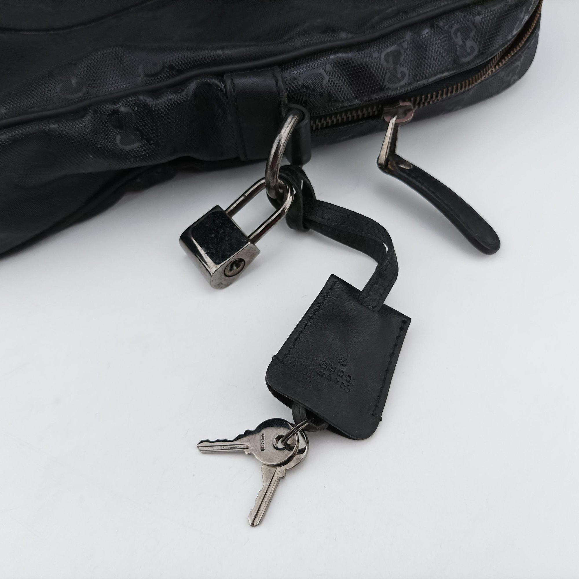 Pre-owned Gucci Diamante Black PVC coated canvas×Leather 208463 shoulderbag | stylenewstar