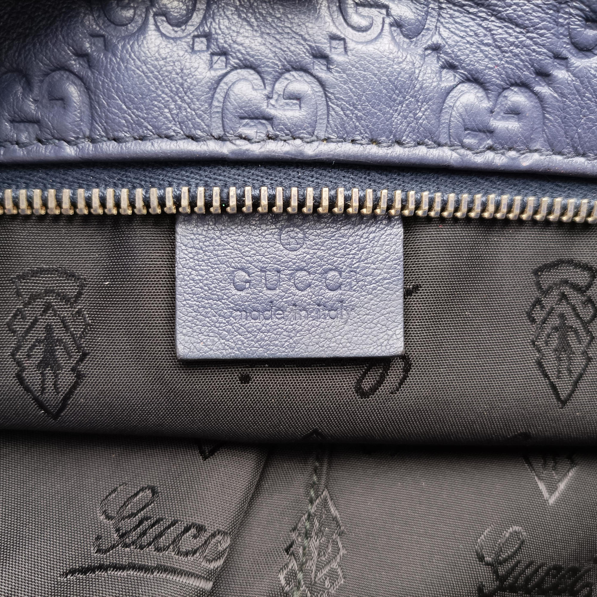 Pre-owned Gucci Guccissima GG Imprime Blue Leather 211120 shoulderbag | stylenewstar
