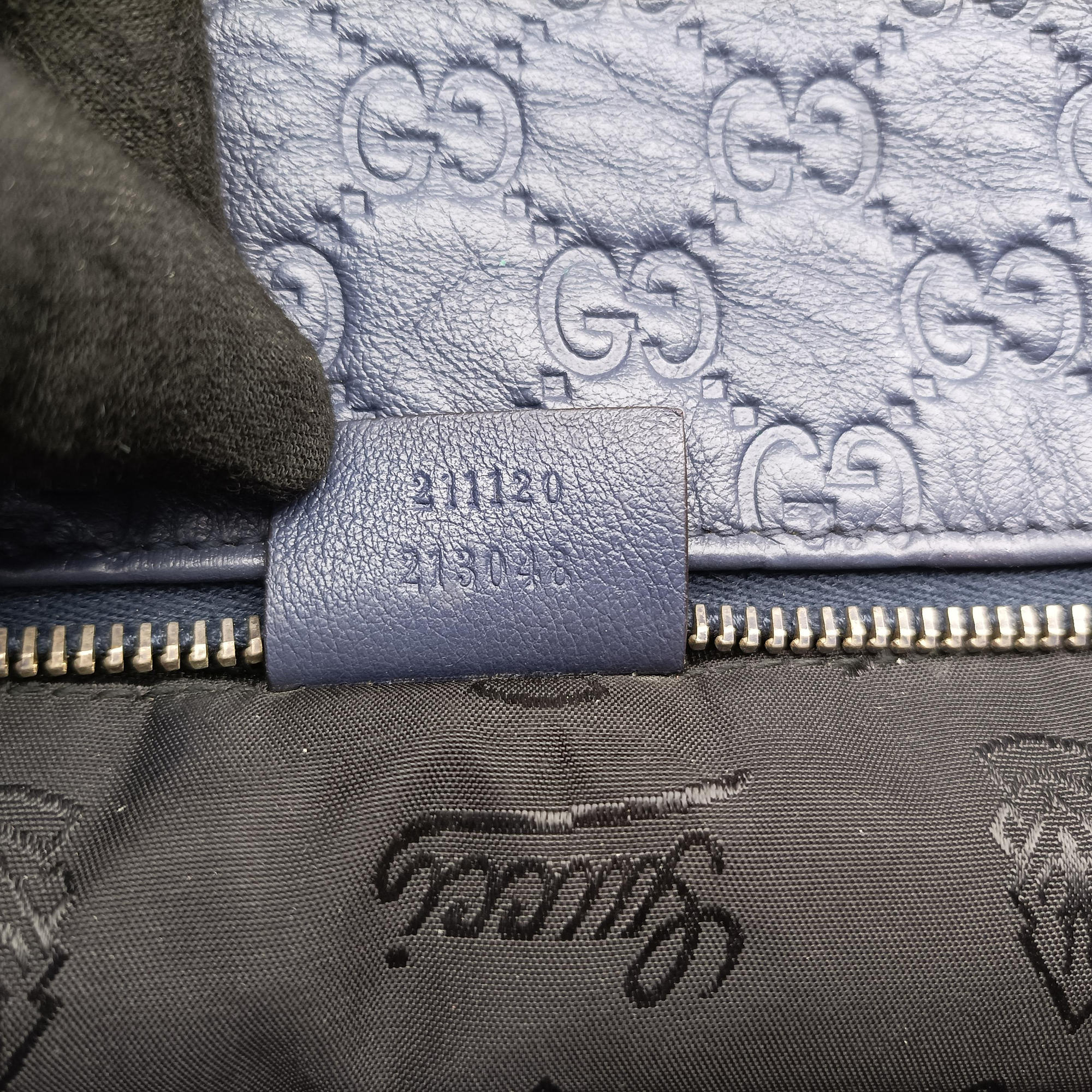Pre-owned Gucci Guccissima GG Imprime Blue Leather 211120 shoulderbag | stylenewstar